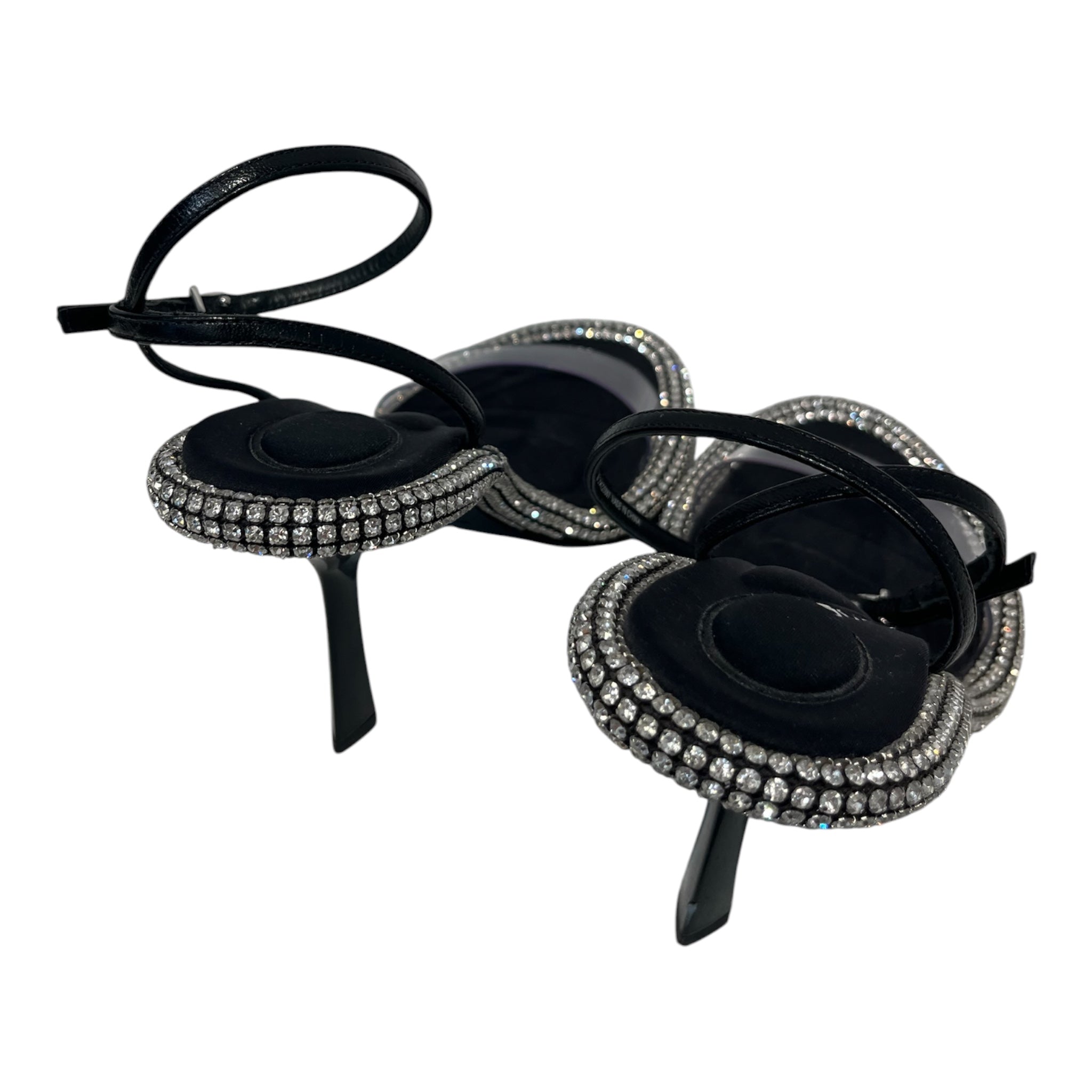 Alexander Wang/Heels/EU 36/Leather/BLK/Open-Toe/crystals around rim view 3