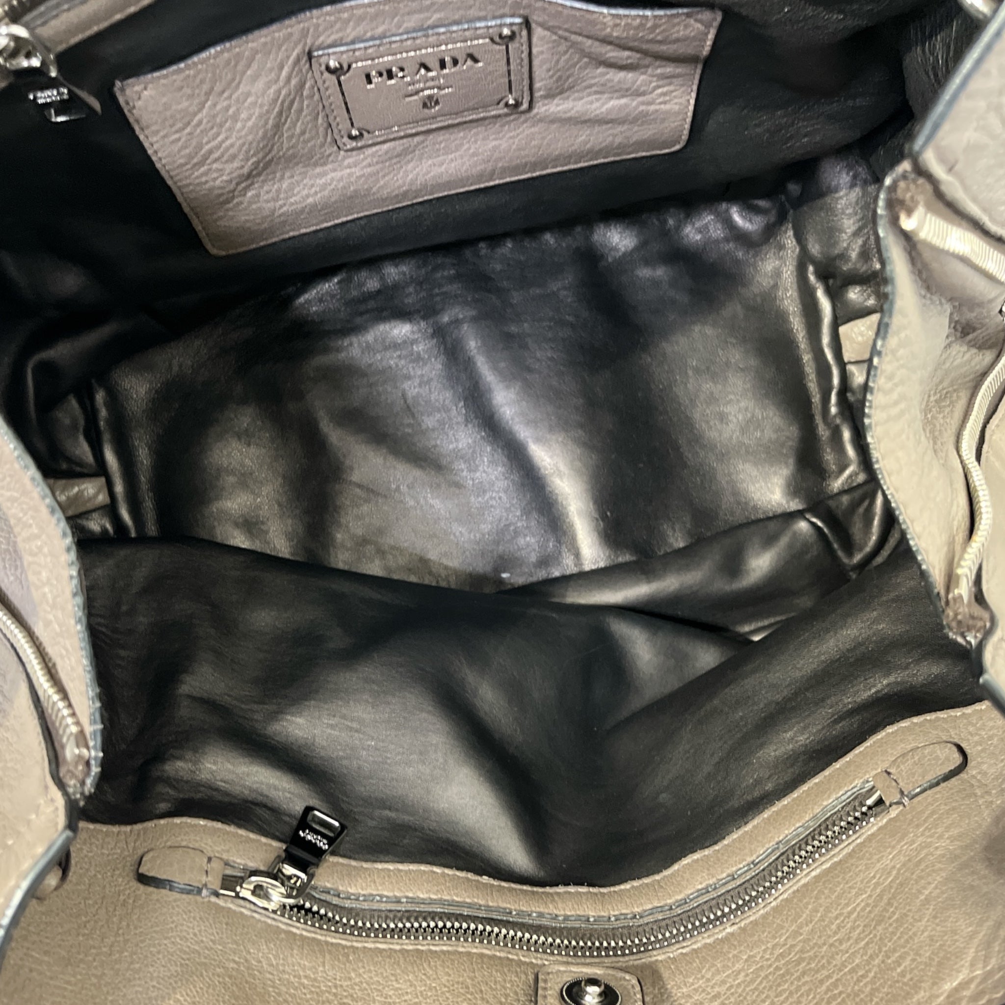 PRADA/Tote Bag/Leather/BRW/Vitelli Daino Side Zip Bag view 4