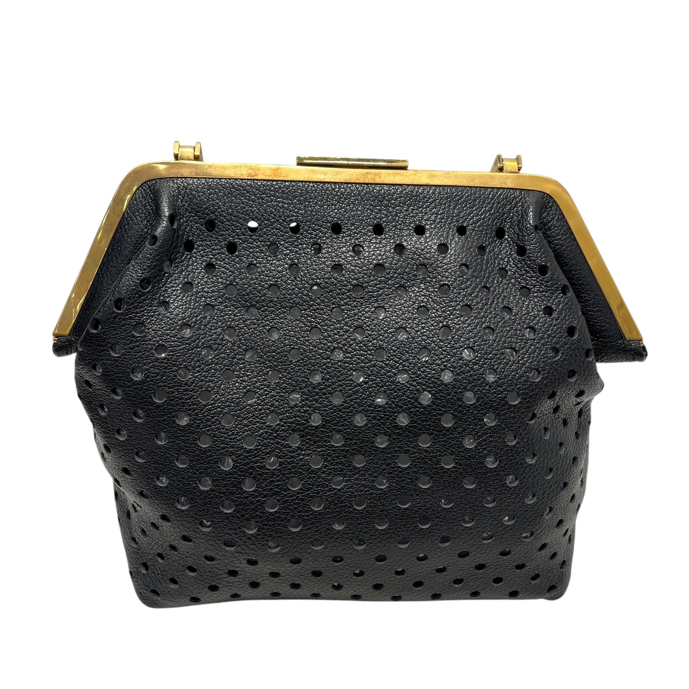 MARNI/Hand Bag/Leather/BLK/PERFORATED/GOLD/ACRYLIC HANDLE view 2