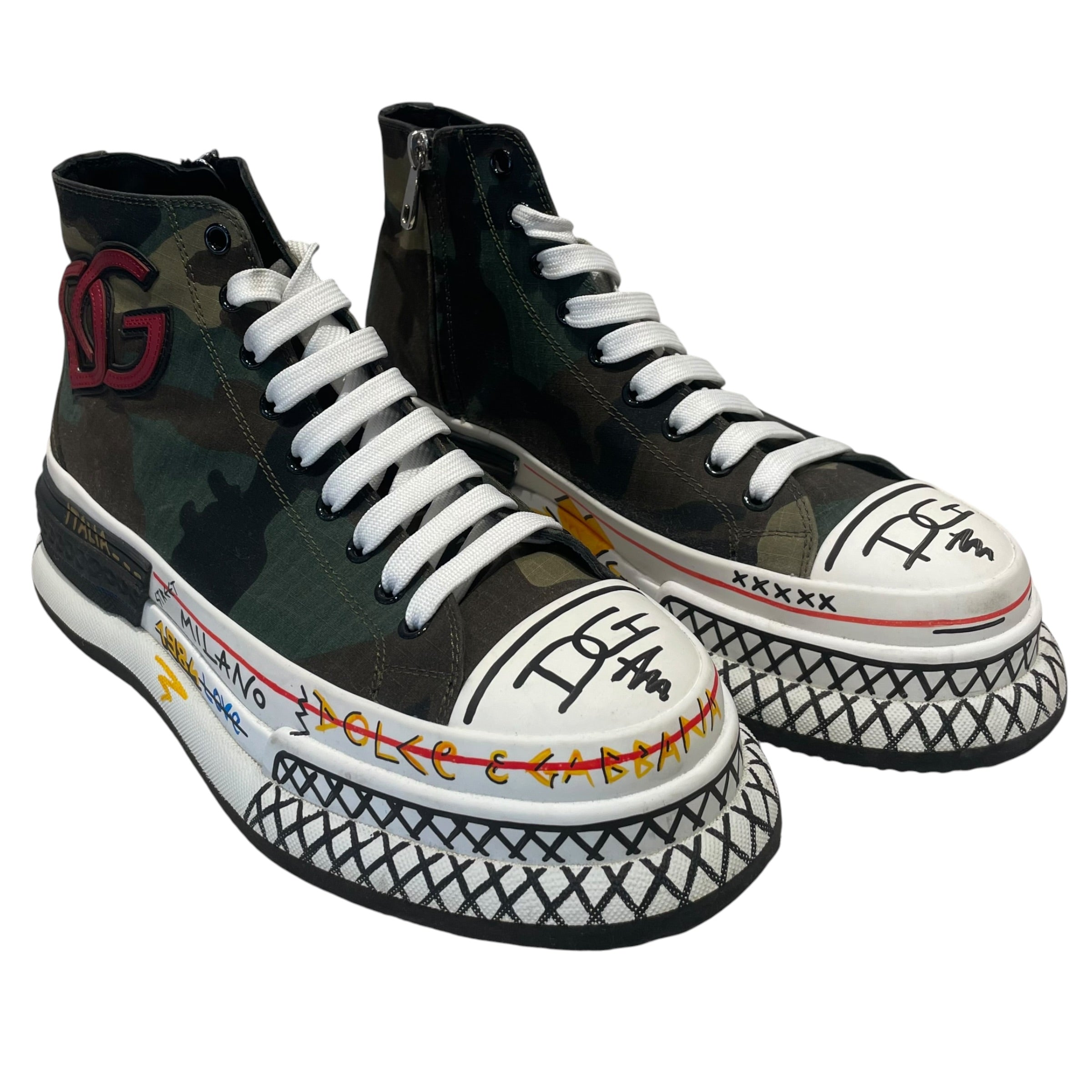 DOLCE&GABBANA/Hi-Sneakers/US 8.5/Camouflage/Nylon/GRN/Squad High Top view 1