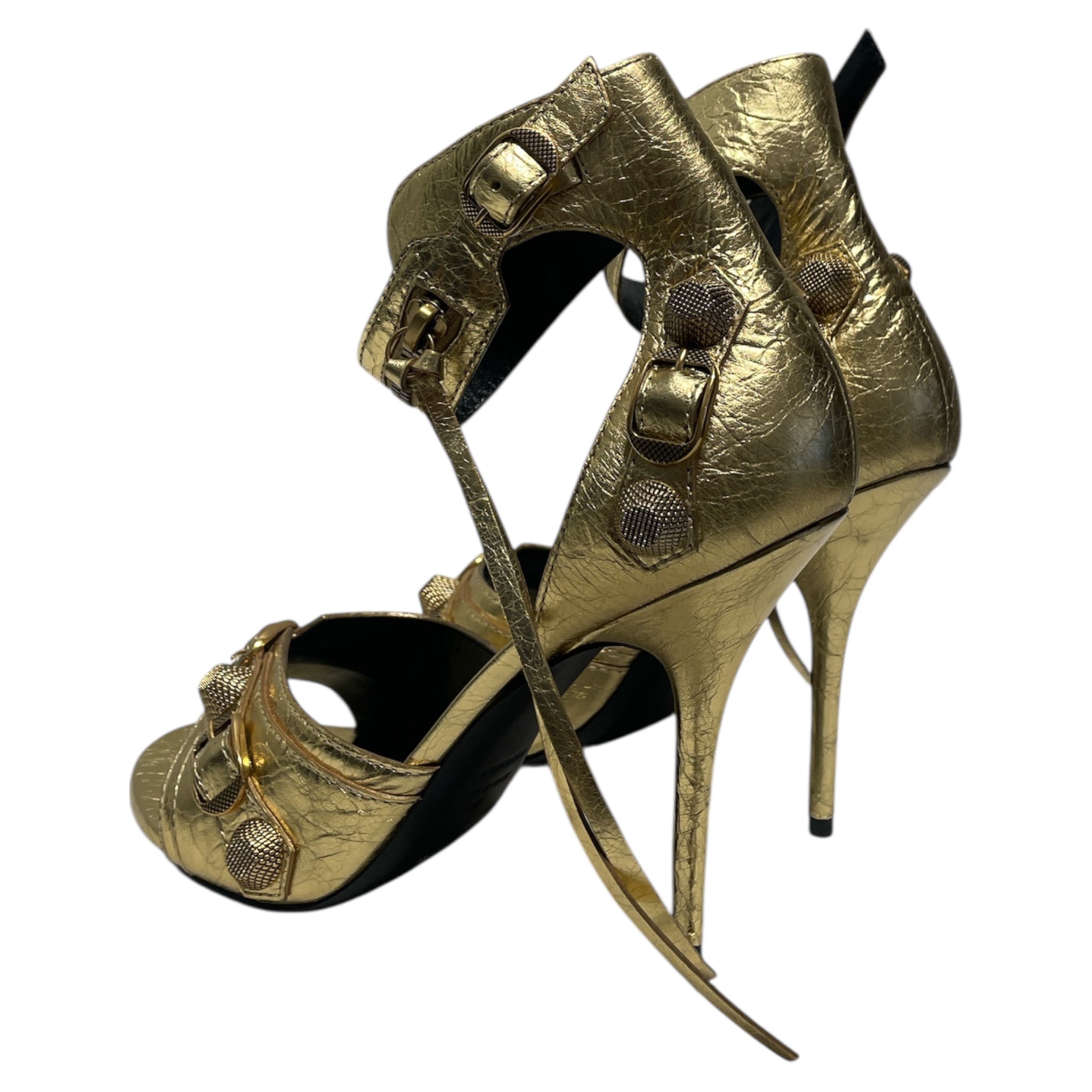 BALENCIAGA/Heels/US 8.5/Leather/GLD/caogle heel view 2