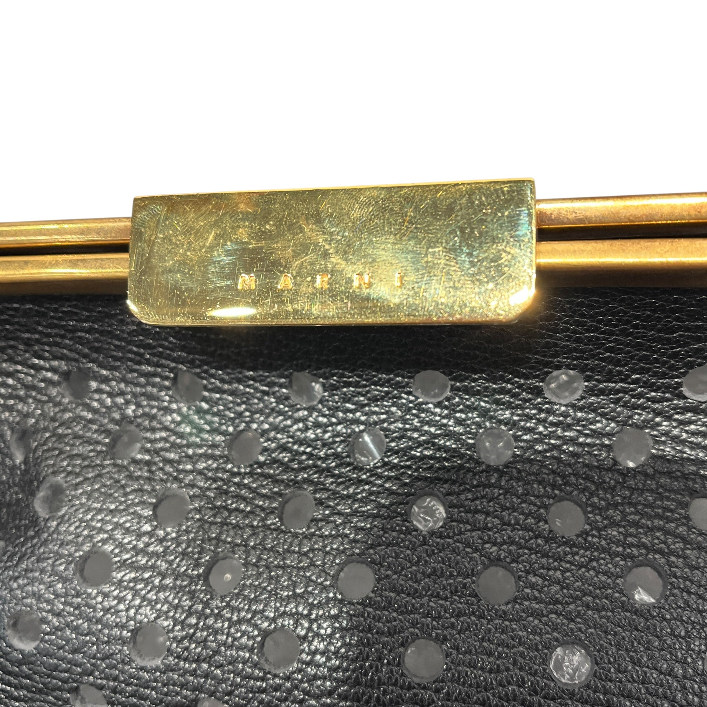 MARNI/Hand Bag/Leather/BLK/PERFORATED/GOLD/ACRYLIC HANDLE view 6