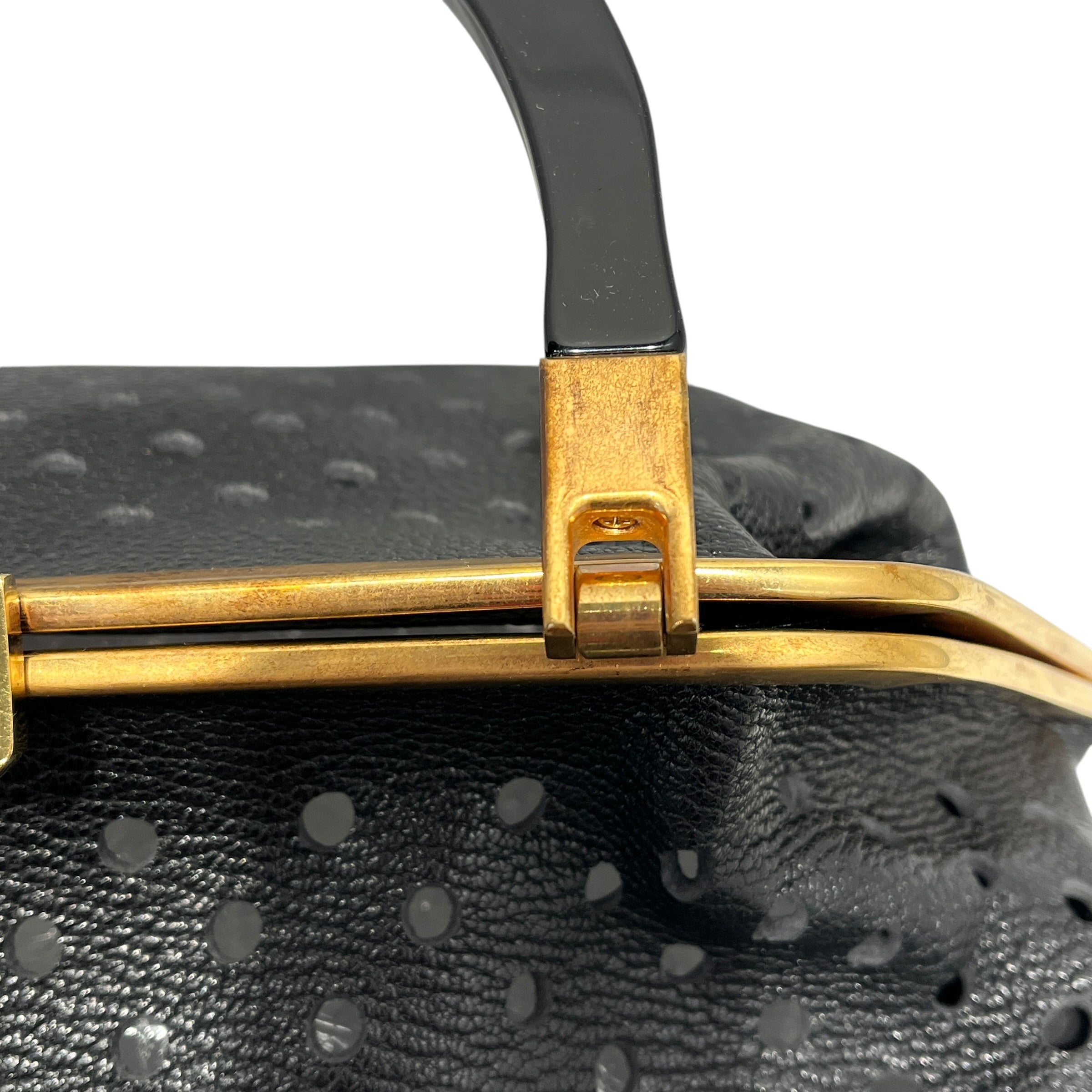MARNI/Hand Bag/Leather/BLK/PERFORATED/GOLD/ACRYLIC HANDLE view 7
