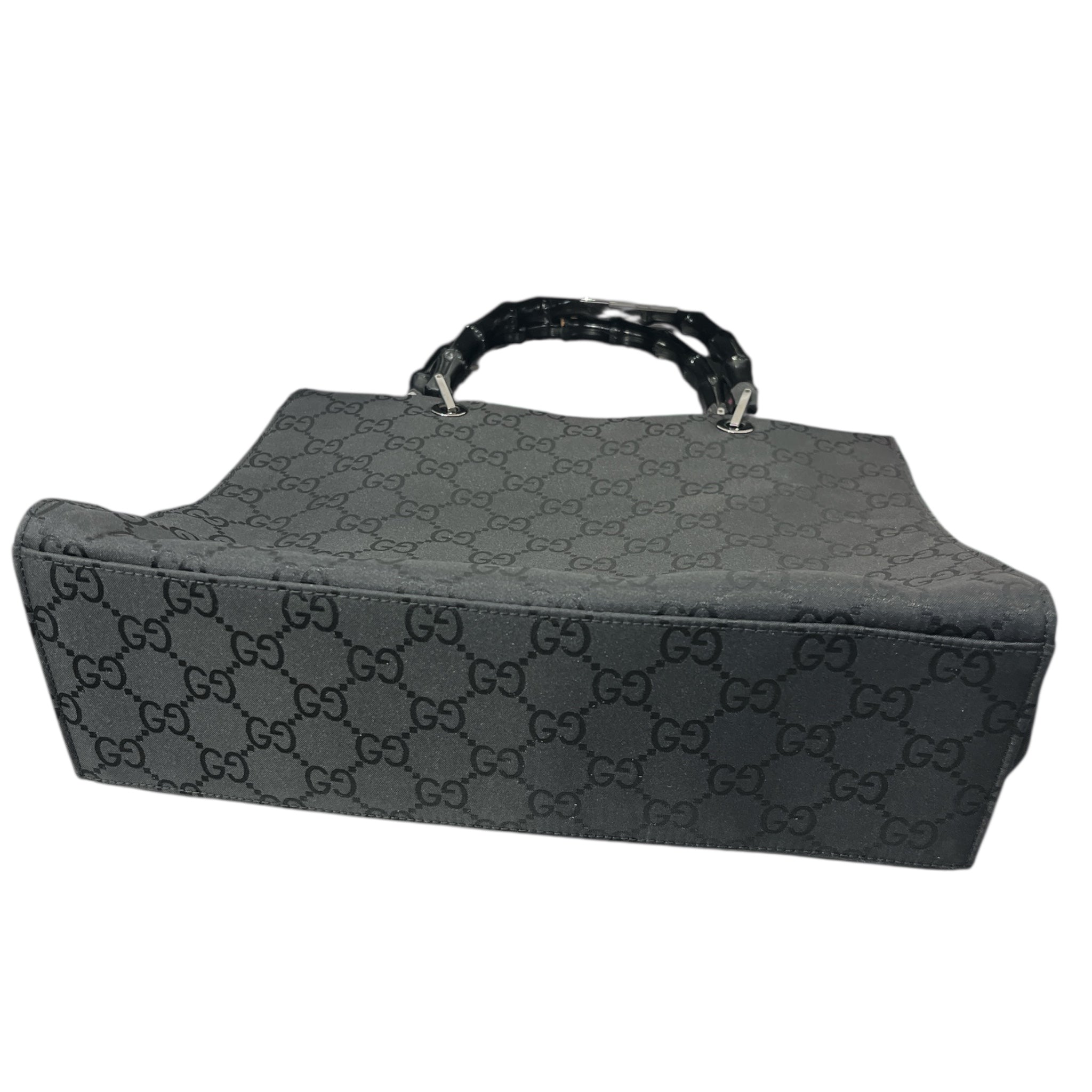 GUCCI/Hand Bag/Monogram/Nylon/BLK/Bamboo tote view 3