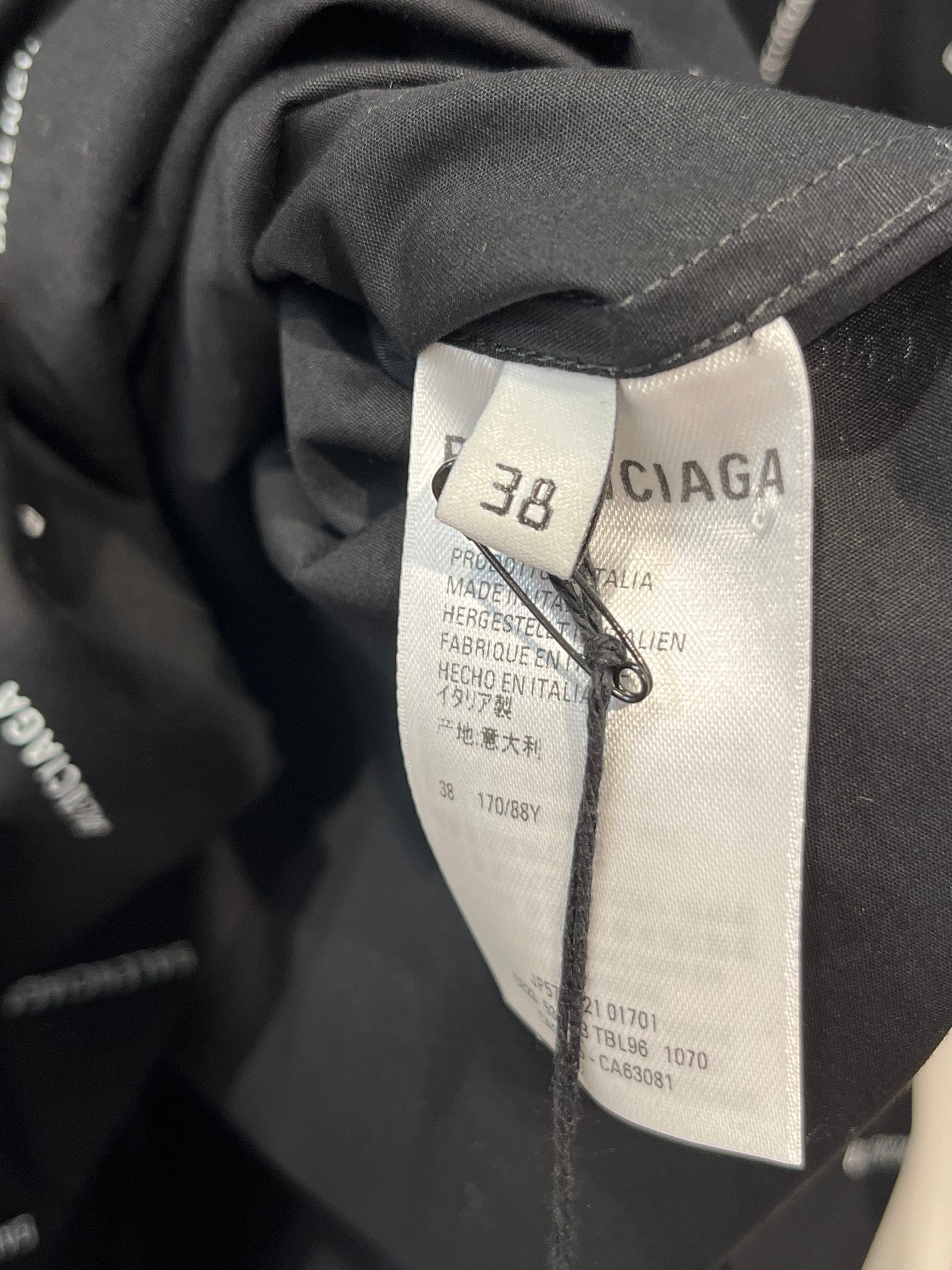 BALENCIAGA/LS Shirt/38/Cotton/BLK/Band Collar/All Over Print/CA63081 all over logo view 4