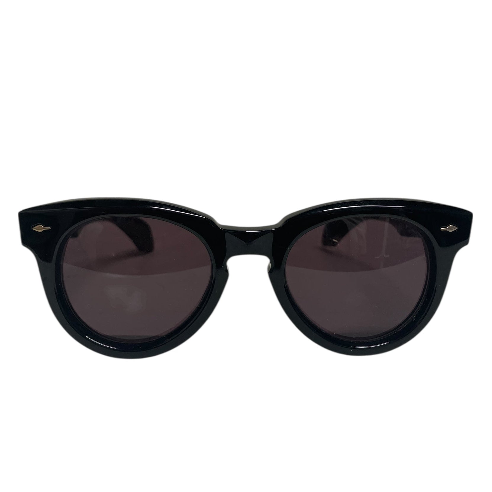 JACQUES MARIE MAGE/Sunglasses/Plastic/BLK/silver oval on frame view 1