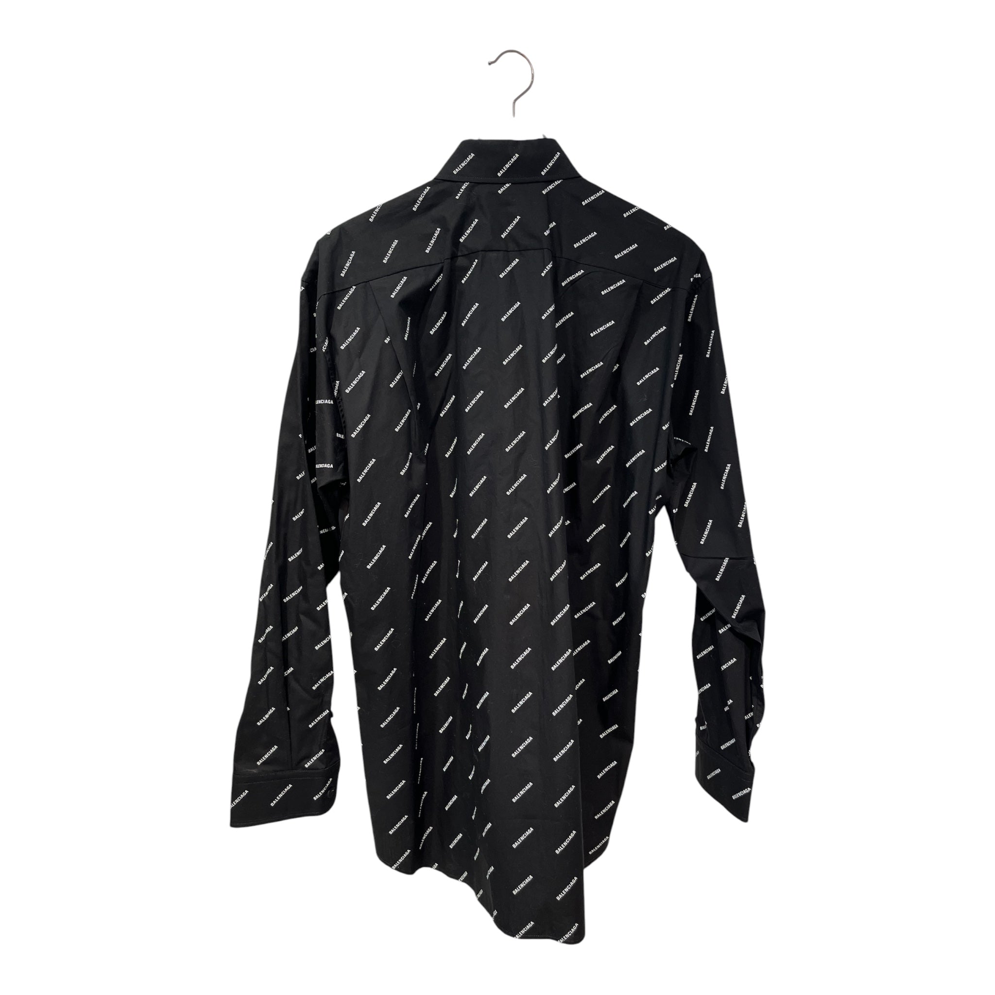 BALENCIAGA/LS Shirt/38/Cotton/BLK/Band Collar/All Over Print/CA63081 all over logo view 2