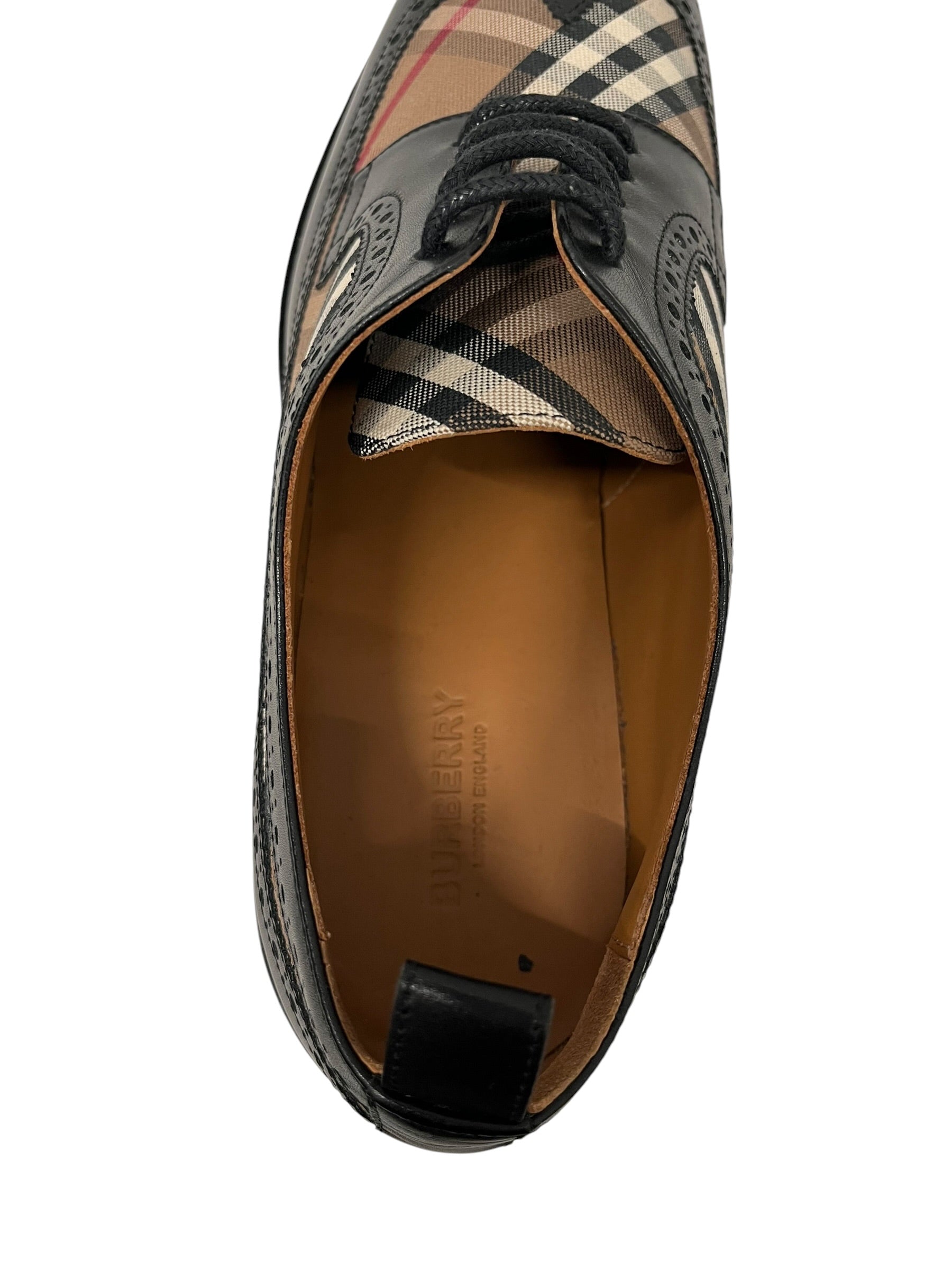 BURBERRY/Dress Shoes/US 12/Plaid/Leather/BLK/U-Tip/ARNDALE WING-TIP LACE UPS view 3