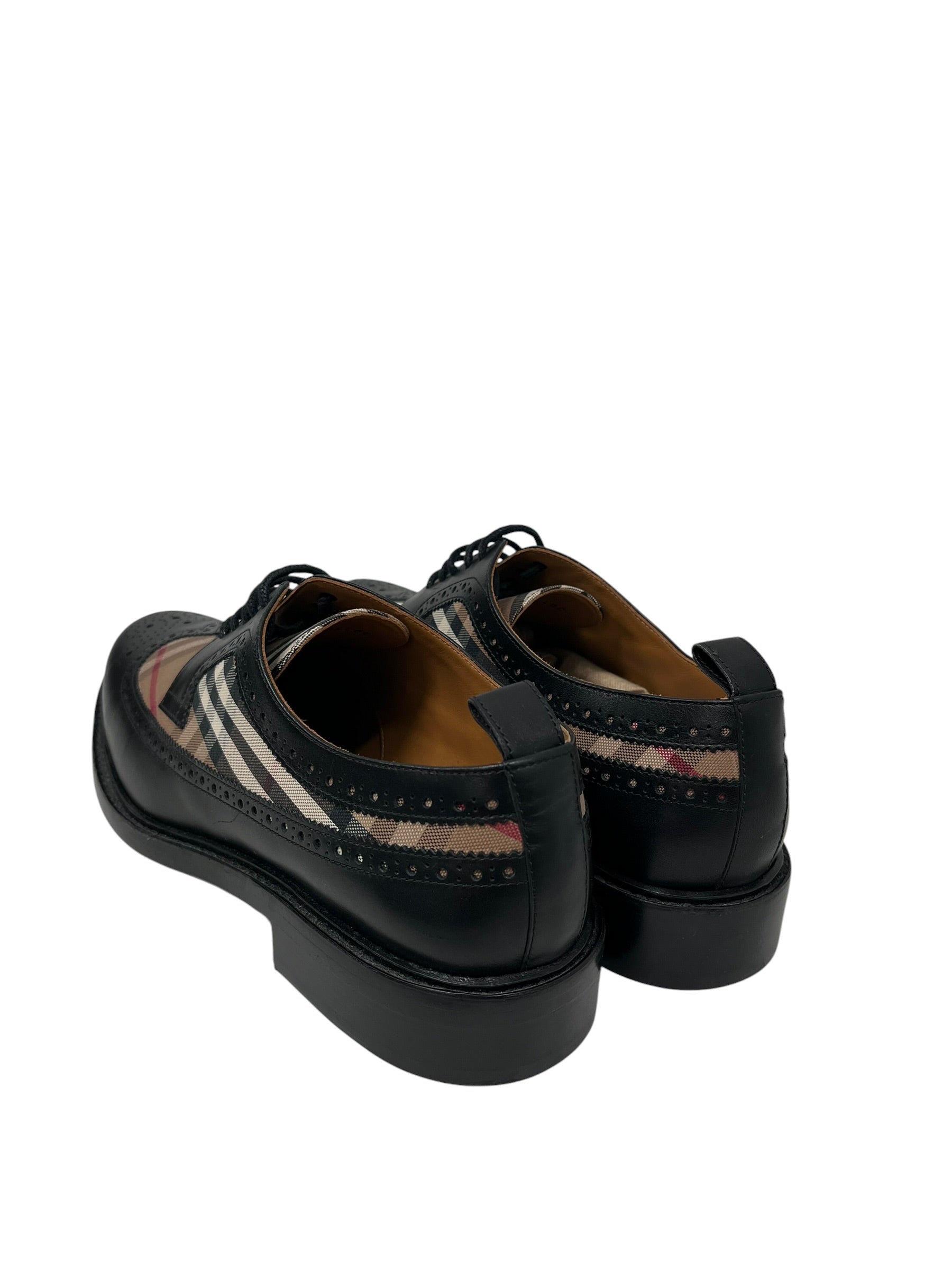 BURBERRY/Dress Shoes/US 12/Plaid/Leather/BLK/U-Tip/ARNDALE WING-TIP LACE UPS view 2