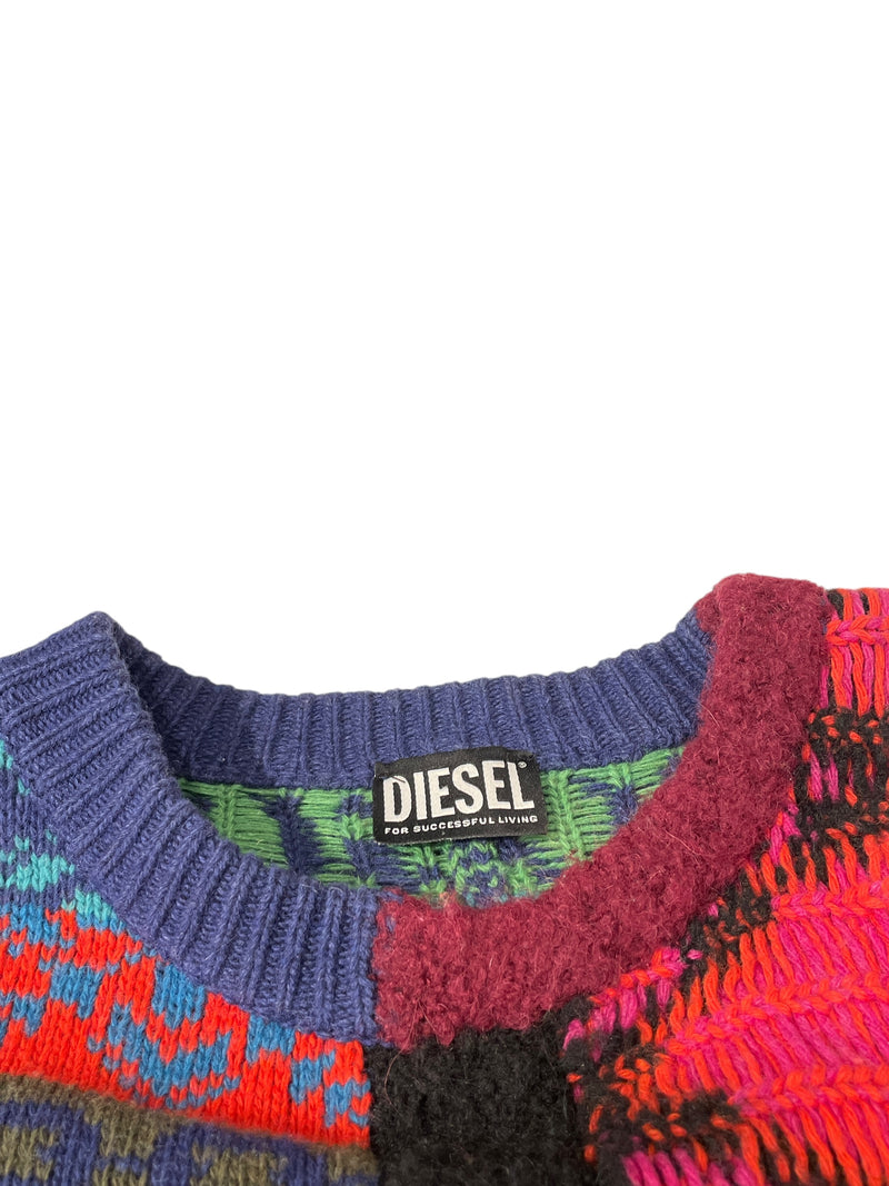 DIESEL/Sweater/XS/All Over Print/Wool/MLT/PATWORK SWEATER