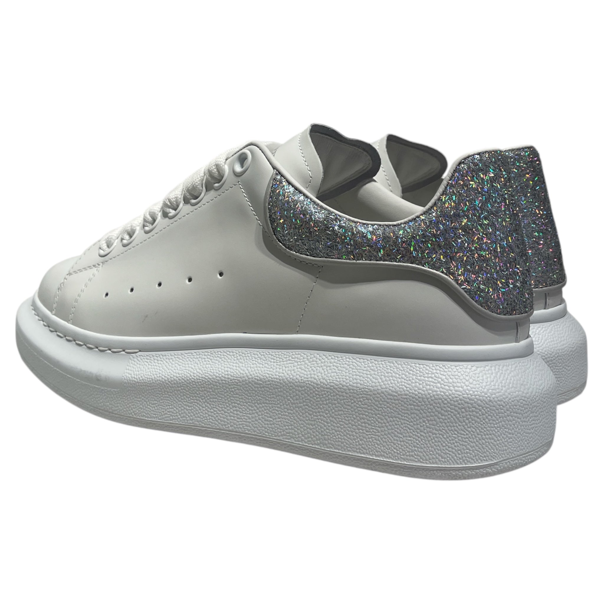 Alexander McQueen/Low-Sneakers/EU 39/Leather/WHT/glitter heel view 2
