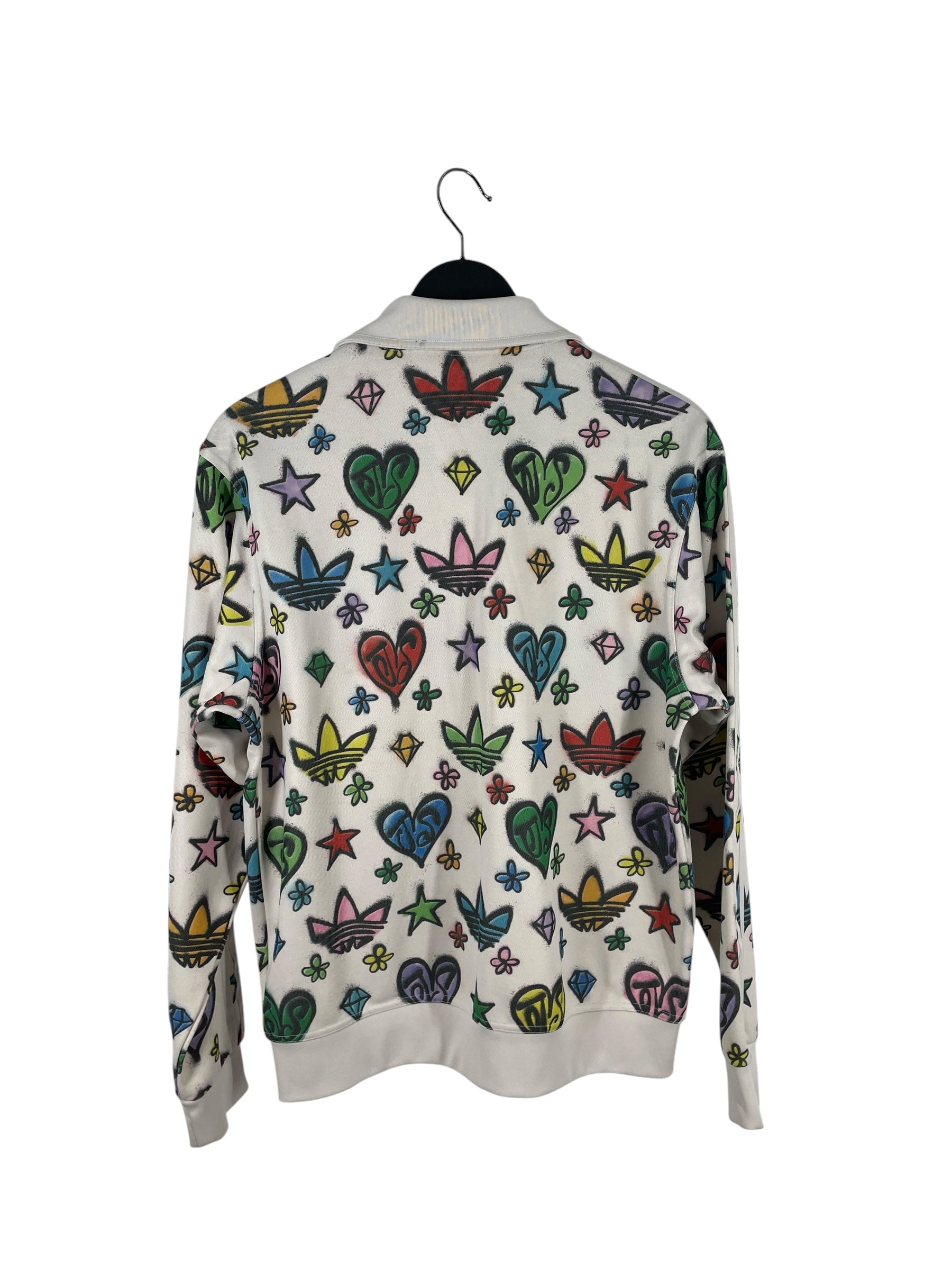 JEREMY SCOTT/Jacket/S/Polyester/WHT/All Over Print/doodle adidas logo view 2