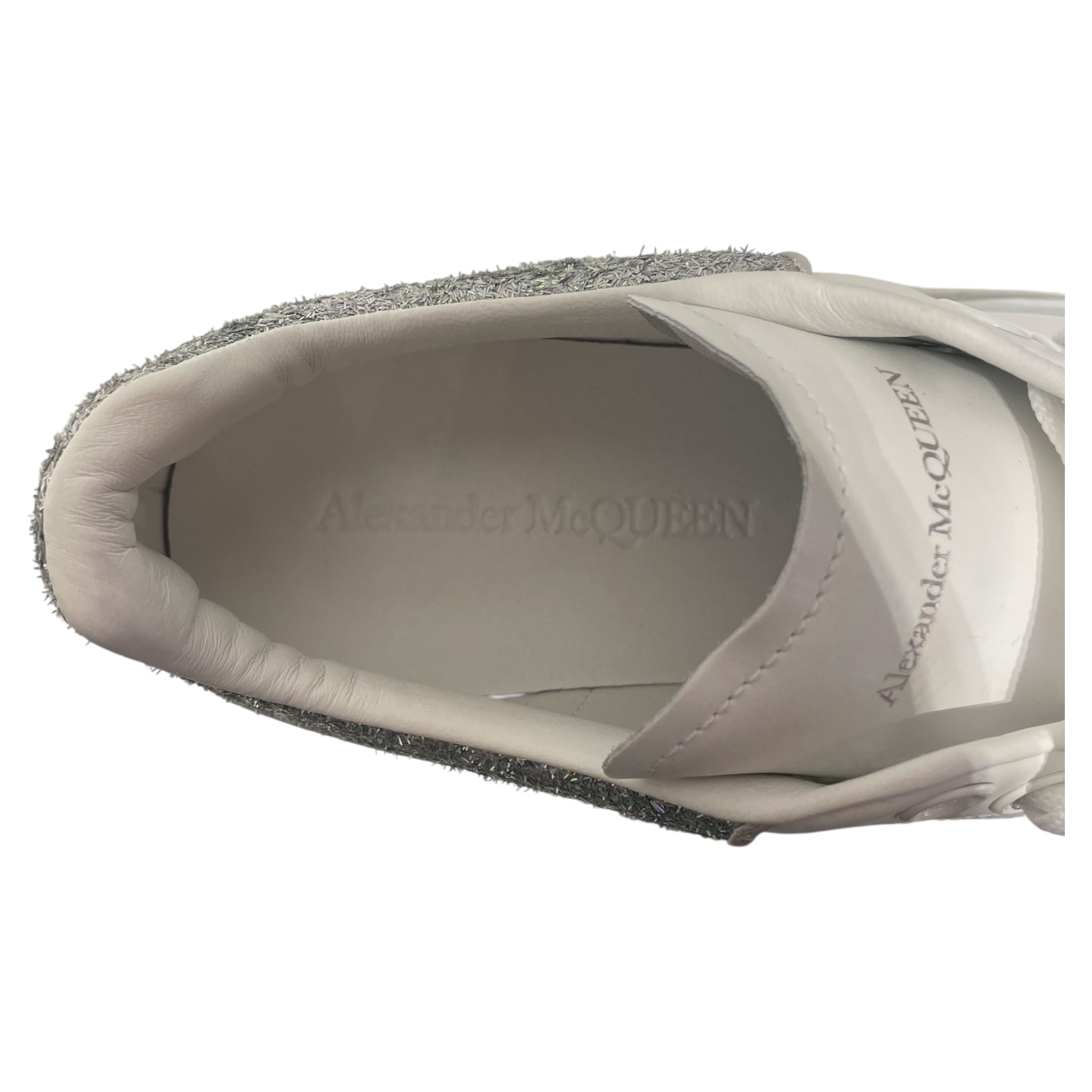 Alexander McQueen/Low-Sneakers/EU 39/Leather/WHT/glitter heel view 3