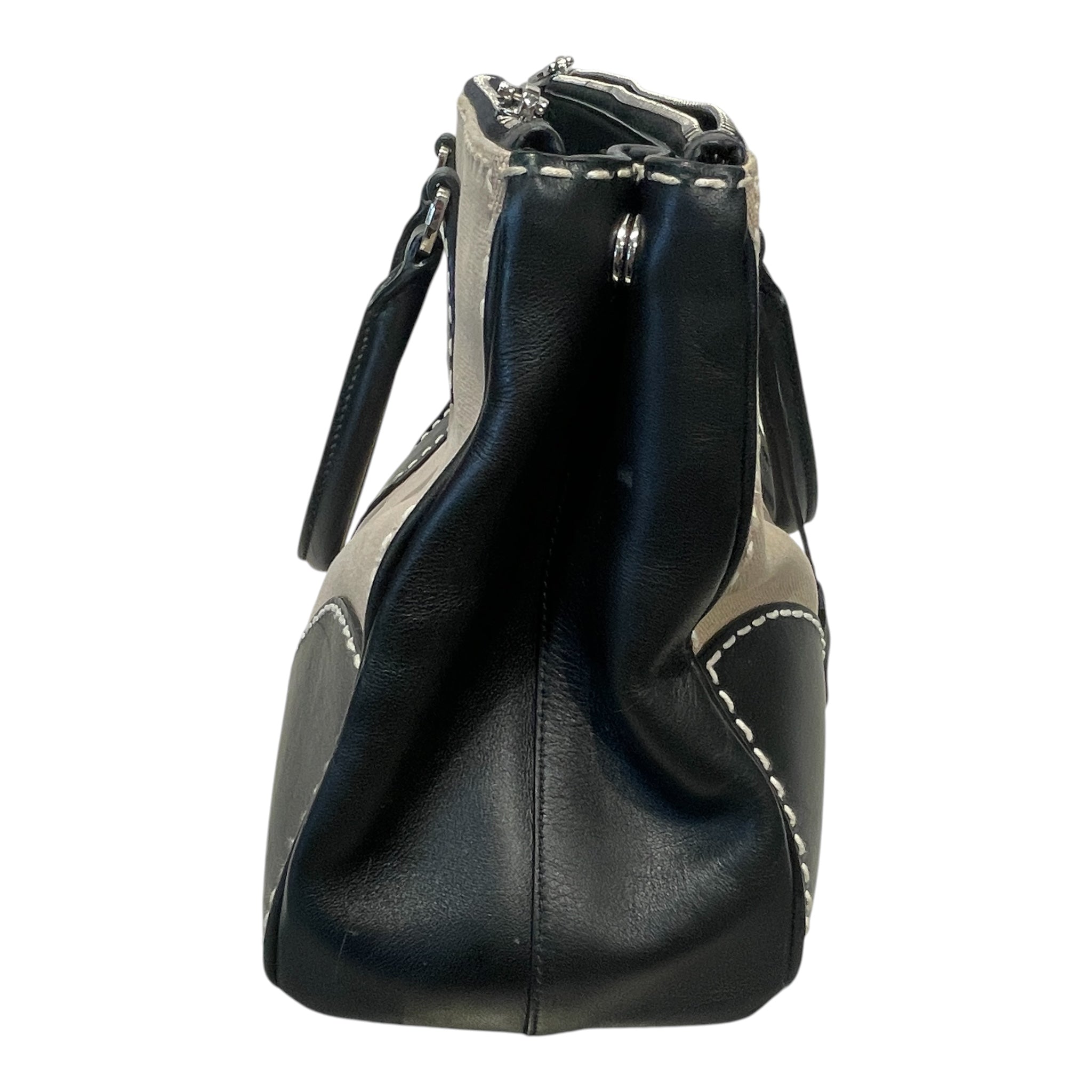 PRADA/Cross Body Bag/Leather/BLK/CANAPA CITY STITCH/BEIGE view 3