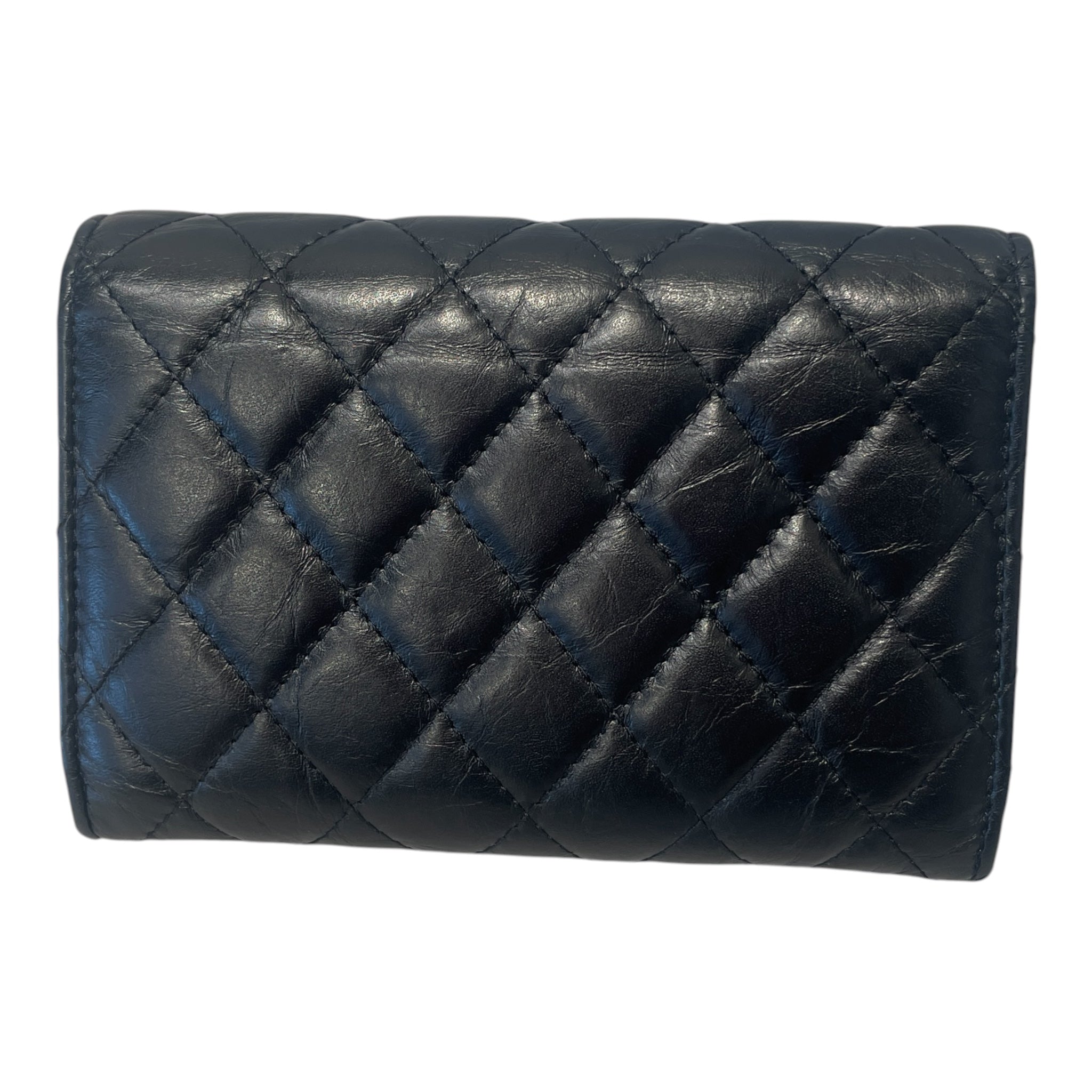 CHANEL/Wallet/Leather/BLK/FOLD OVER QUILTED view 2