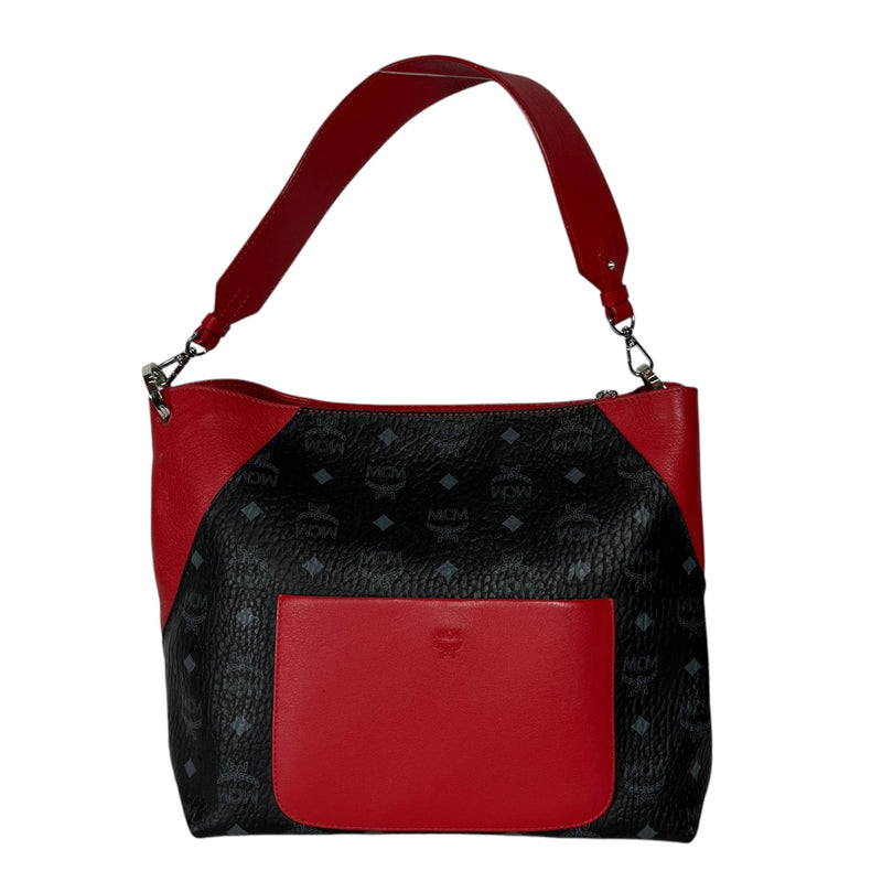 MCM/Hand Bag/Monogram/Leather/BLK/Black/Red