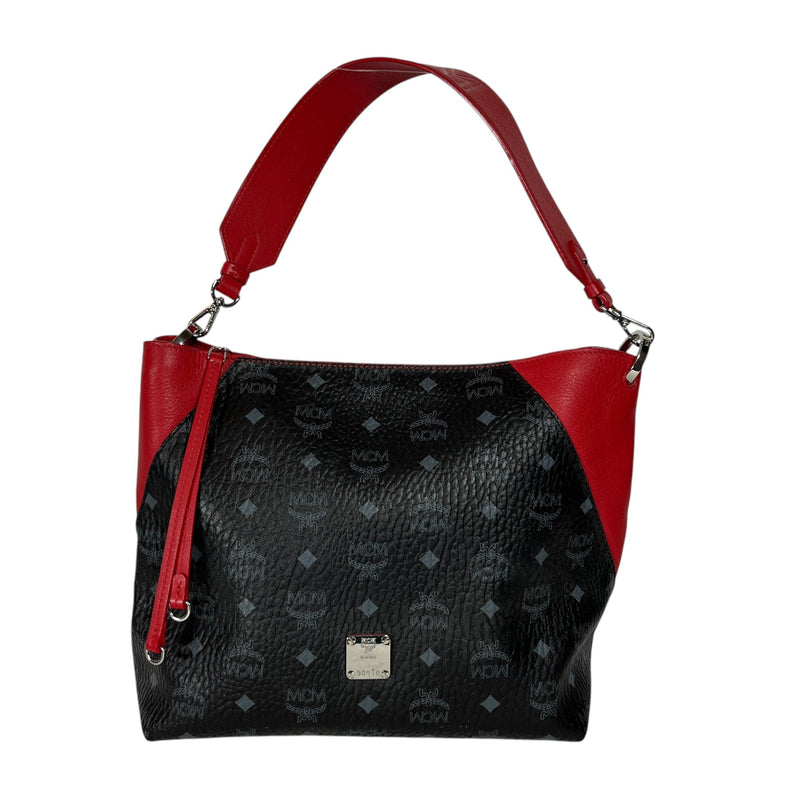 MCM/Hand Bag/Monogram/Leather/BLK/Black/Red