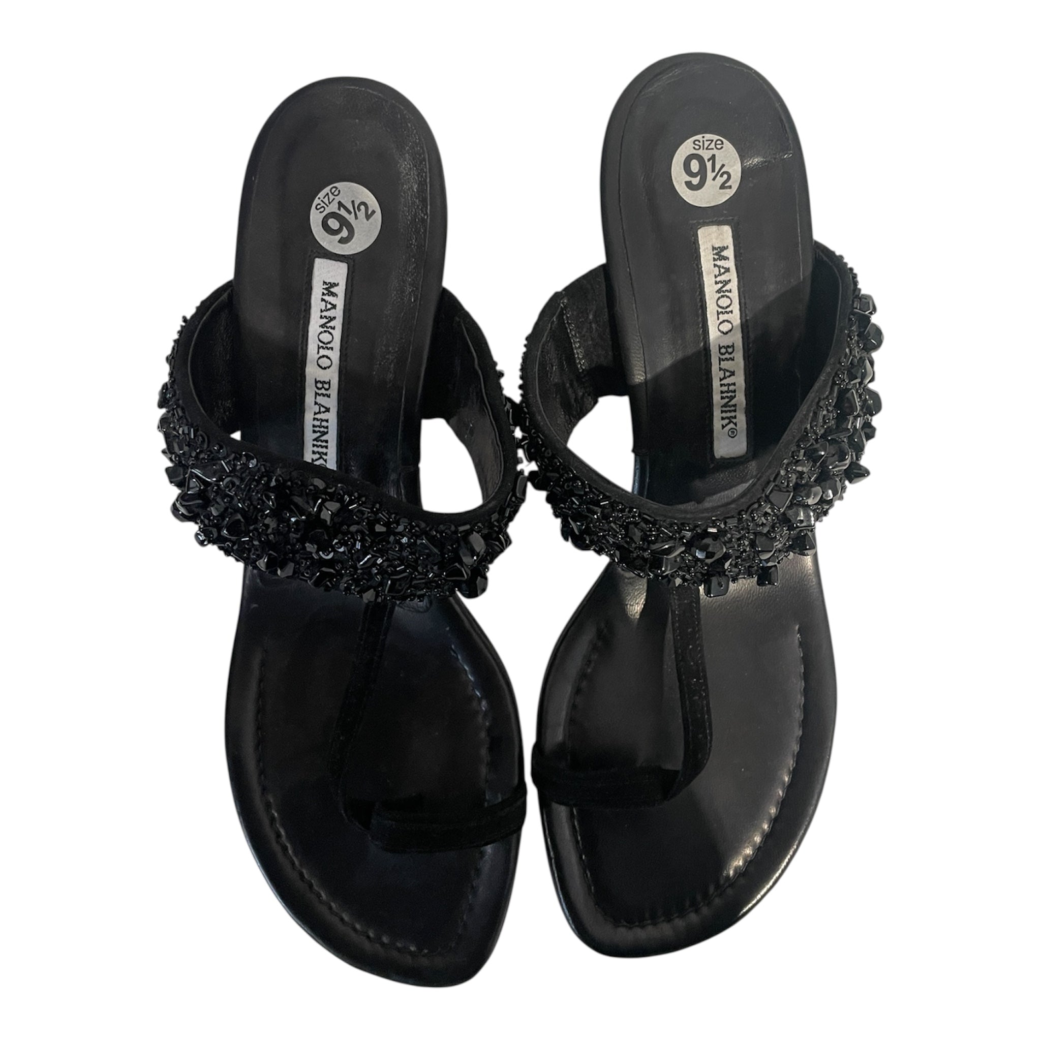 MANOLO BLAHNIK/Heels/US 9.5/Leather/BLK/manolo blanik crystal embelish view 3