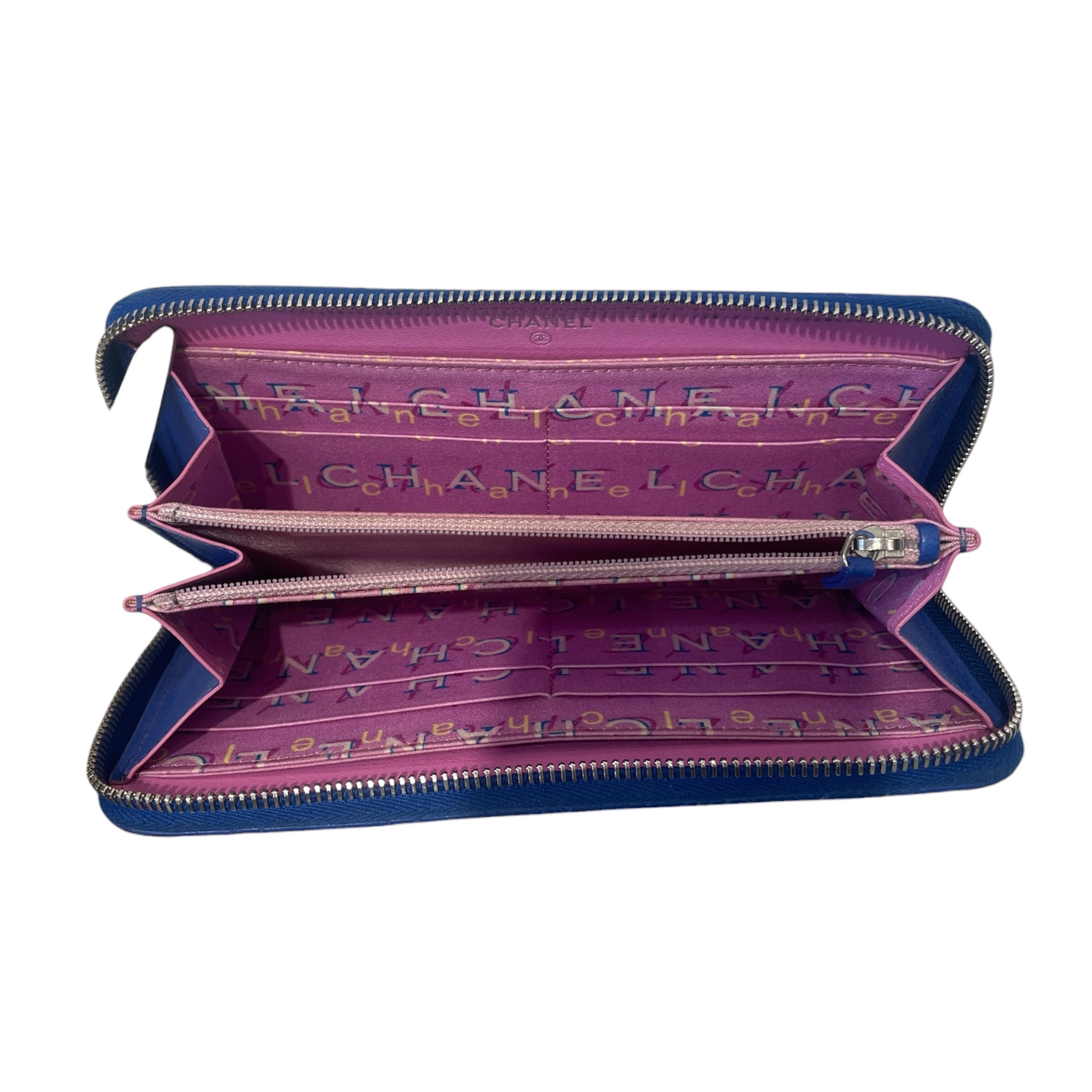 CHANEL/Long Wallet/Leather/BLU/2019 QUILTED/PURPLE LINING view 3