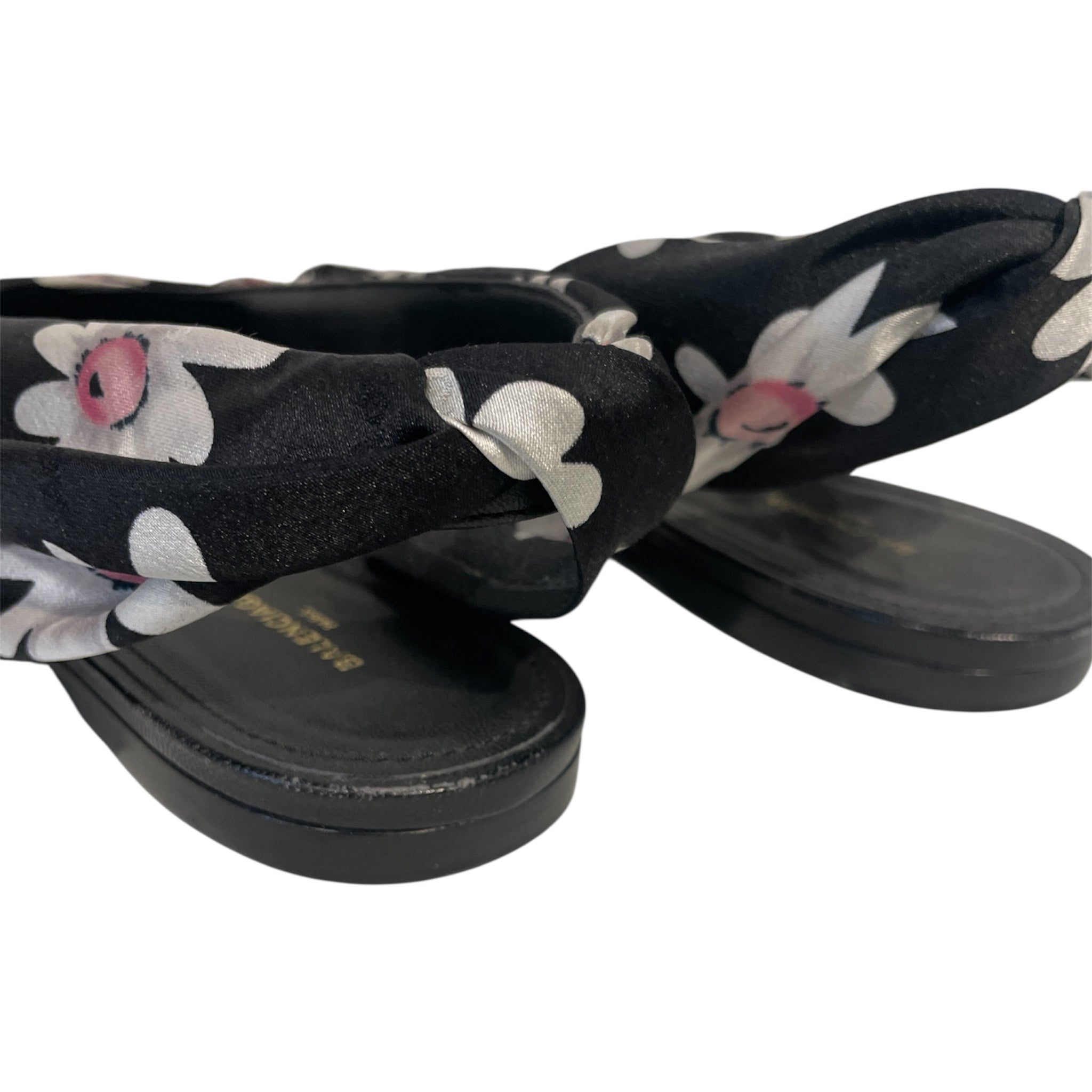 BALENCIAGA/Heels/EU 37.5/Floral Pattern/Nylon/BLK/DAISEY KNIFE FLATS view 3