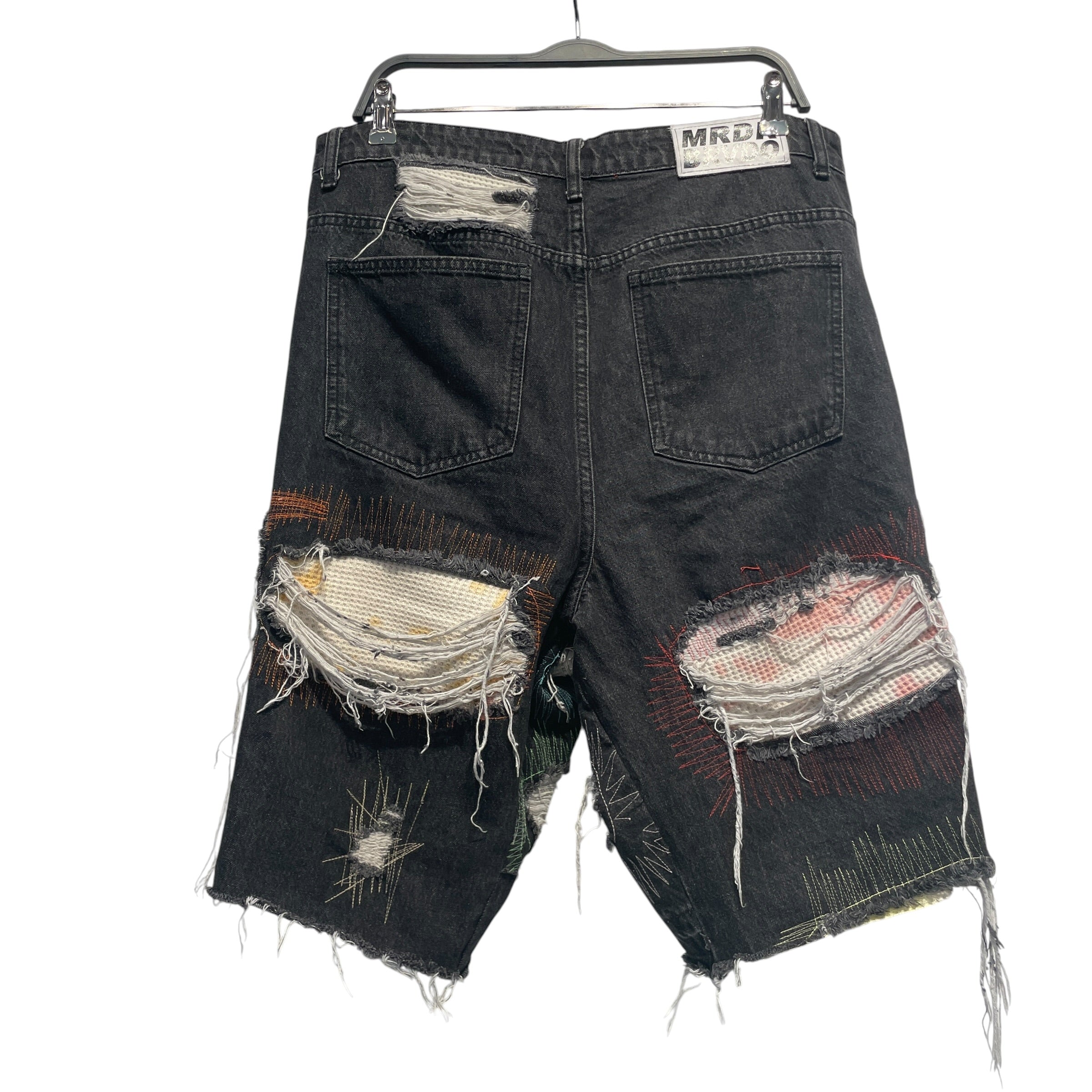WHO DECIDES WAR/Shorts/34/Denim/BLK/All Over Print/stain glassed view 2
