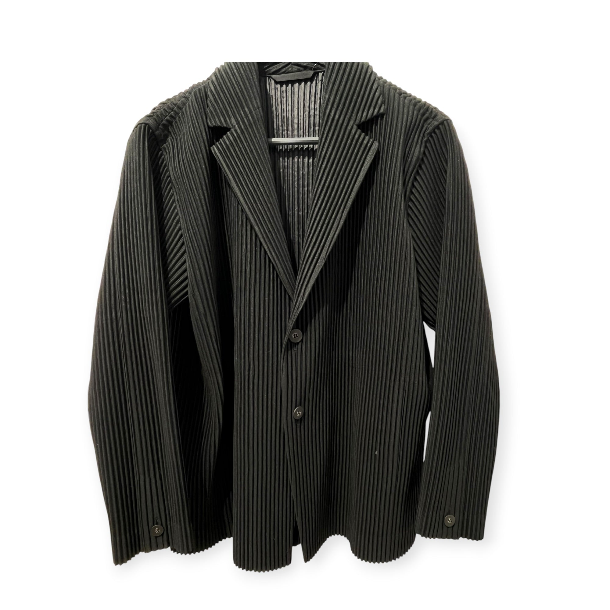 HOMME PLISSE ISSEY MIYAKE/Tailored Jkt/2/Polyester/BLK/PLEATED BLAZER SIZE 2 view 1