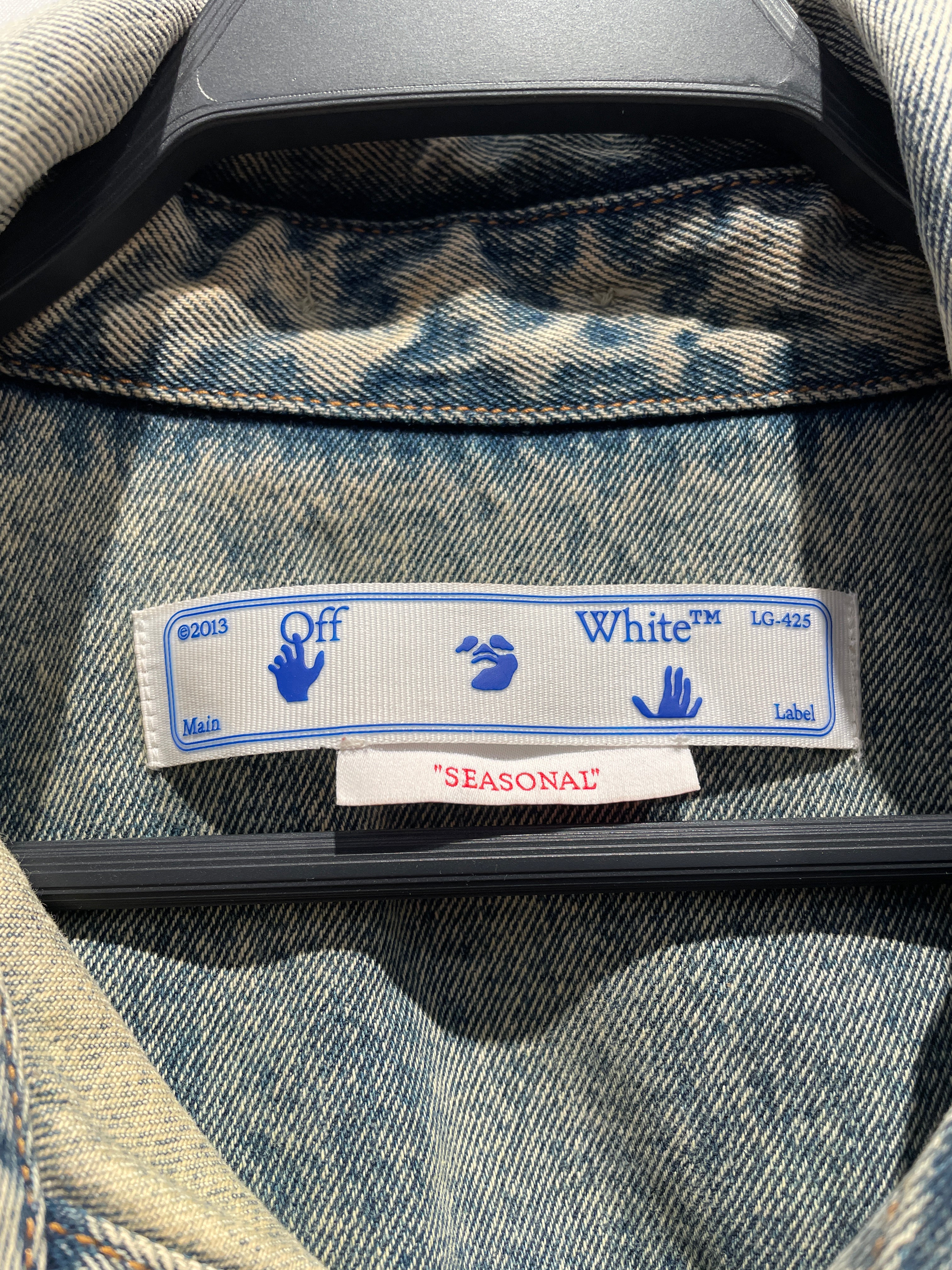 OFF-WHITE/Denim Jkt/44/Denim/BLU/Giant Hood acid wash view 3