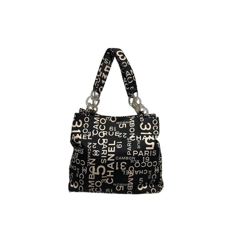 CHANEL/Tote Bag/Black/Cotton/All Over Print/