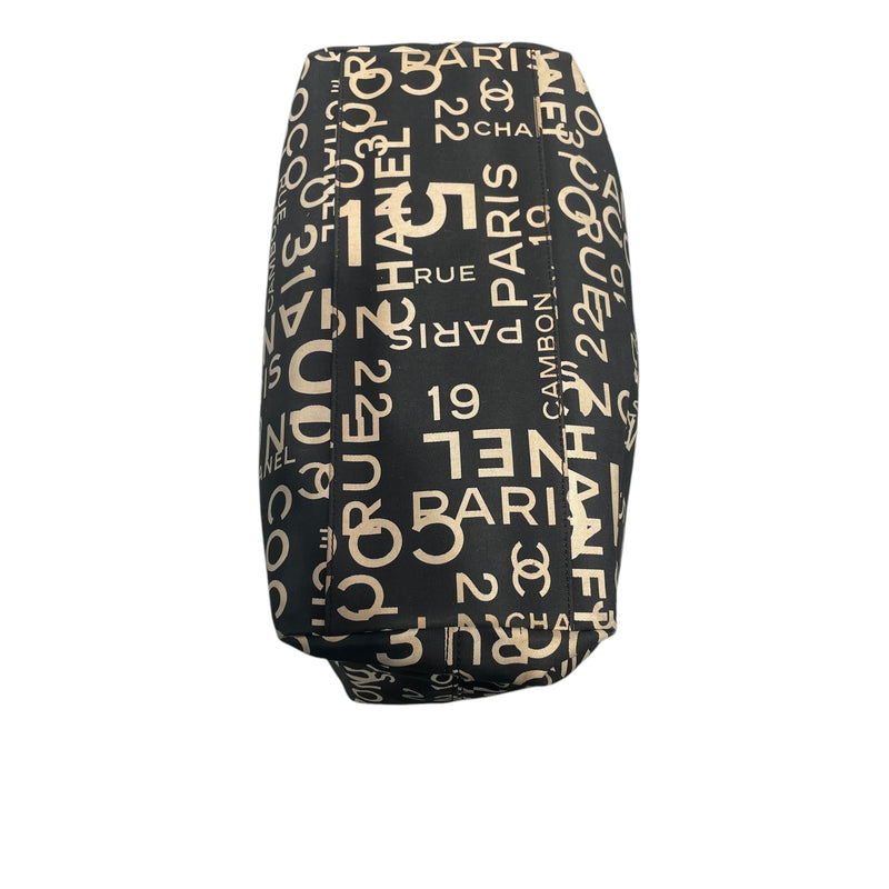 CHANEL/Tote Bag/Black/Cotton/All Over Print/