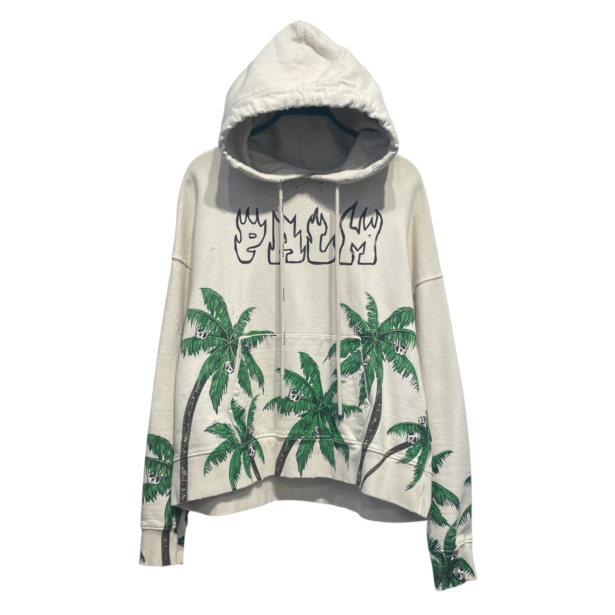 Palm Angels/Hoodie/L/Cotton/CRM/SKULL TREES view 1