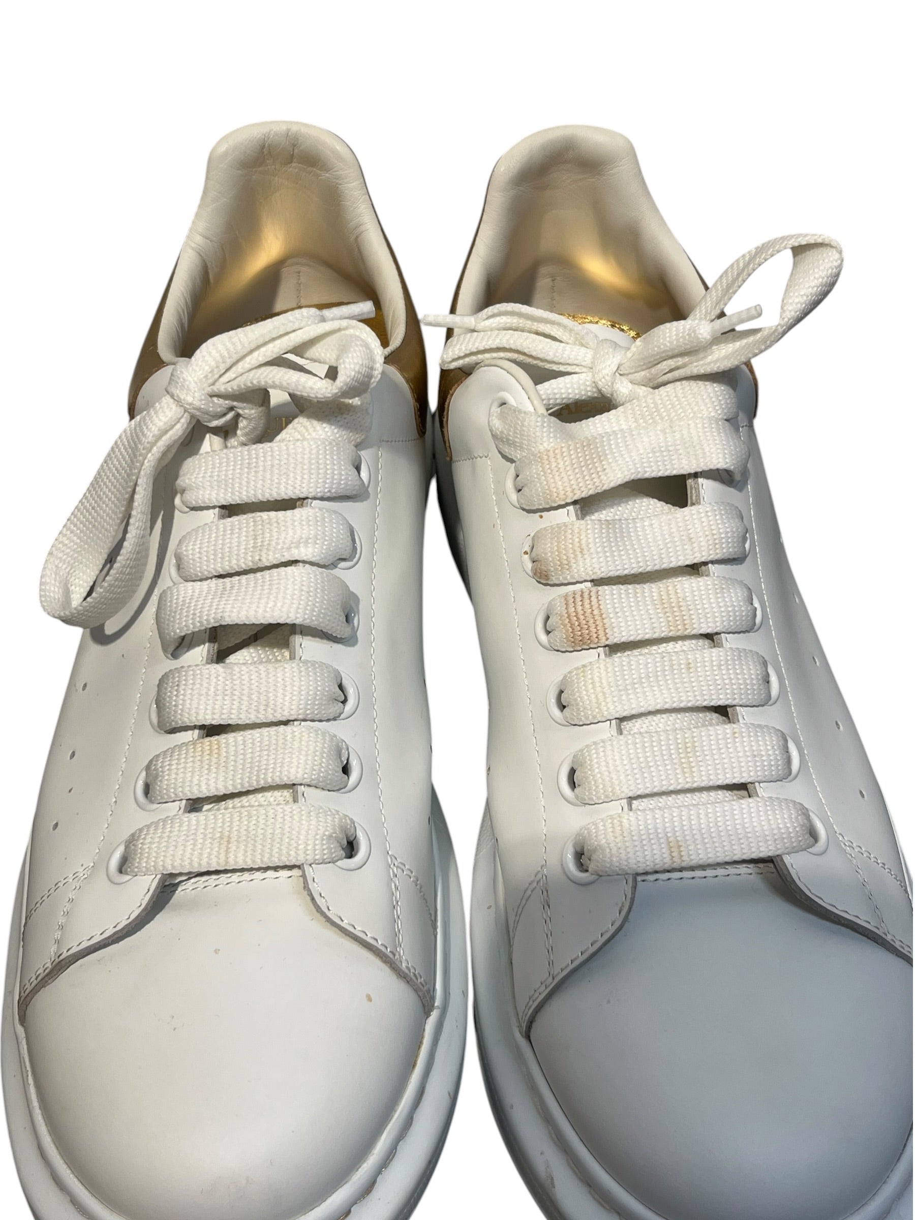 Alexander McQueen/Low-Sneakers/US 10.5/Leather/WHT/larry sneakers white and gold view 4