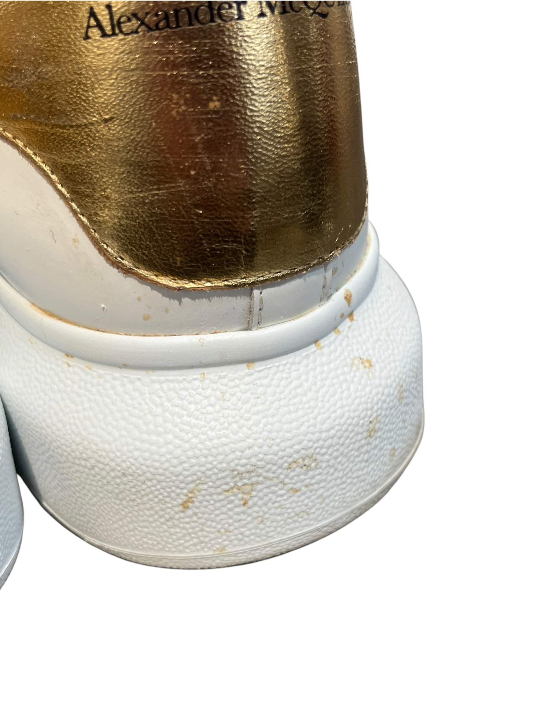 Alexander McQueen/Low-Sneakers/US 10.5/Leather/WHT/larry sneakers white and gold view 5
