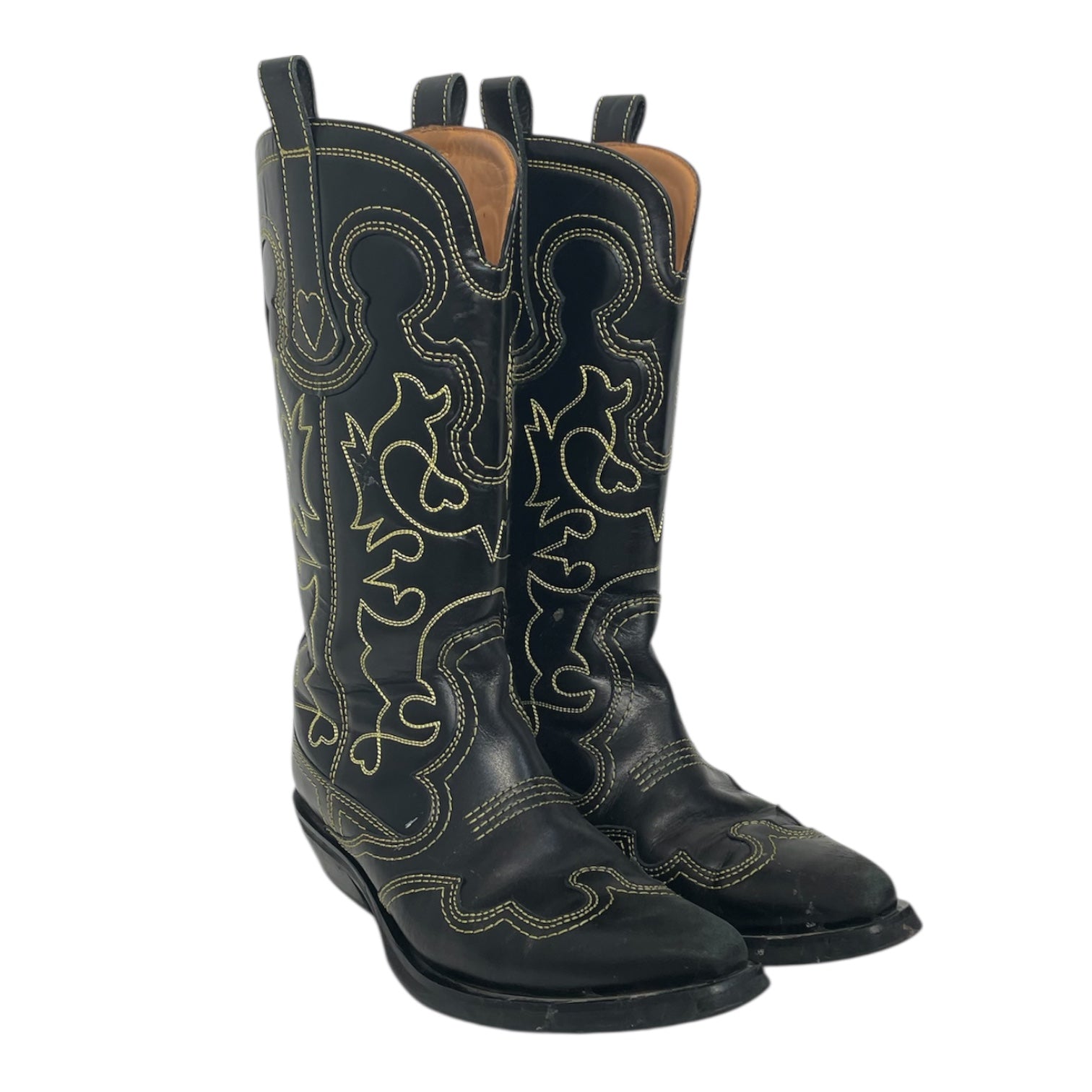 GANNI/Western Boots/US 7/All Over Print/Leather/BLK/ganni view 1