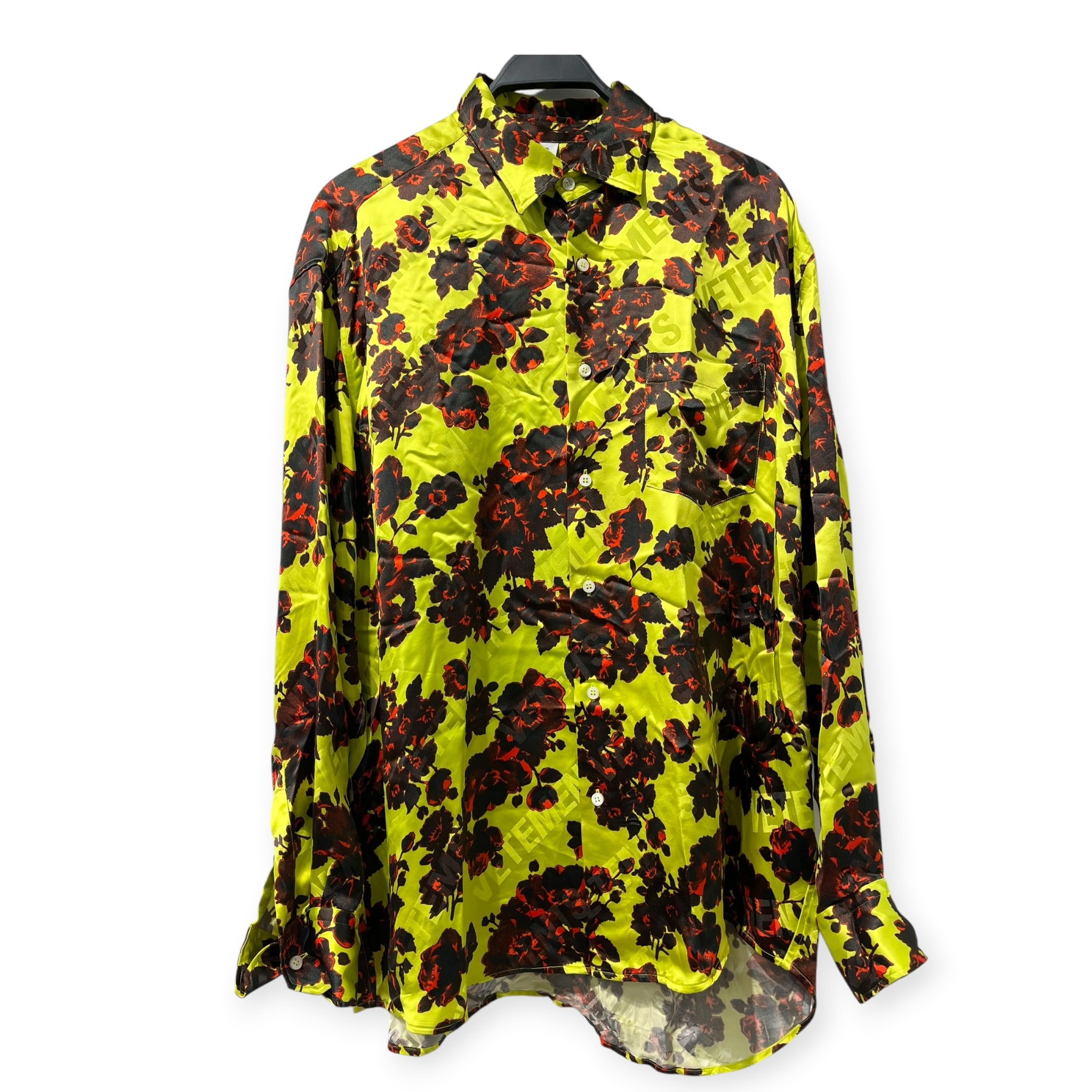 VETEMENTS/LS Shirt/M/Rayon/GRN/All Over Print/FLORAL/LOGO VISCOSE SHIRT view 1