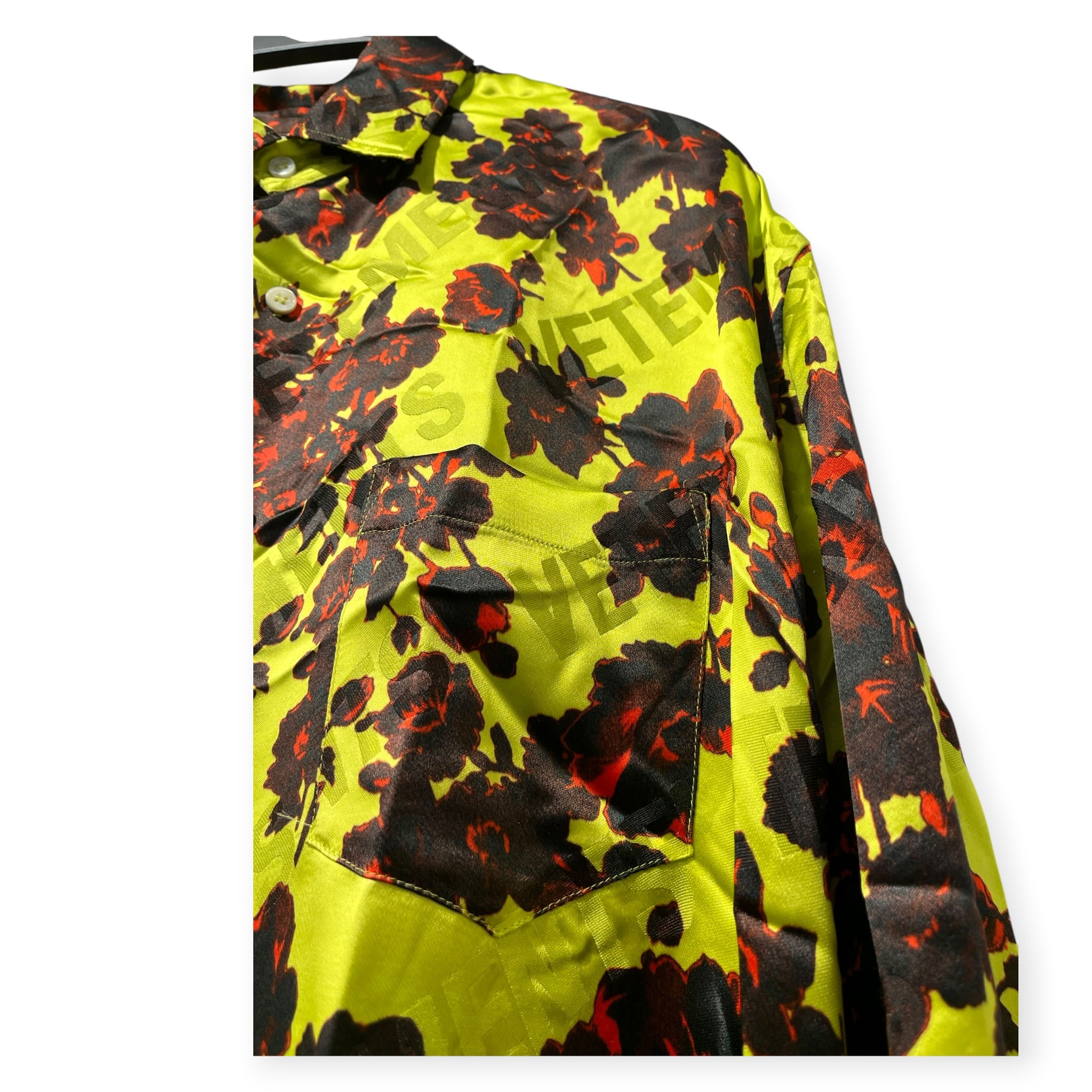 VETEMENTS/LS Shirt/M/Rayon/GRN/All Over Print/FLORAL/LOGO VISCOSE SHIRT view 3