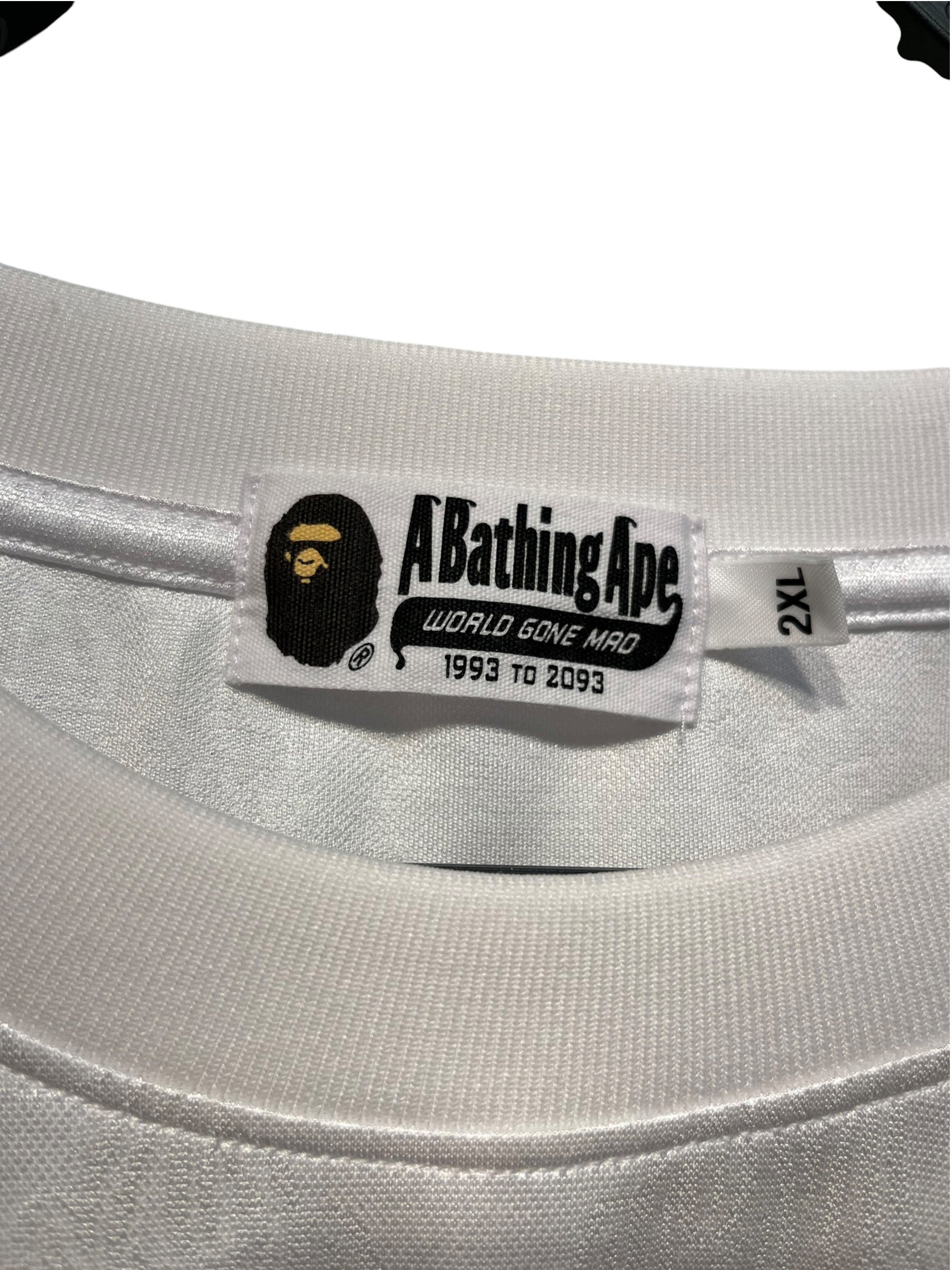 A BATHING APE/LS T-Shirt/XXL/Polyester/WHT/Graphic/flame football jersey blu monk view 3