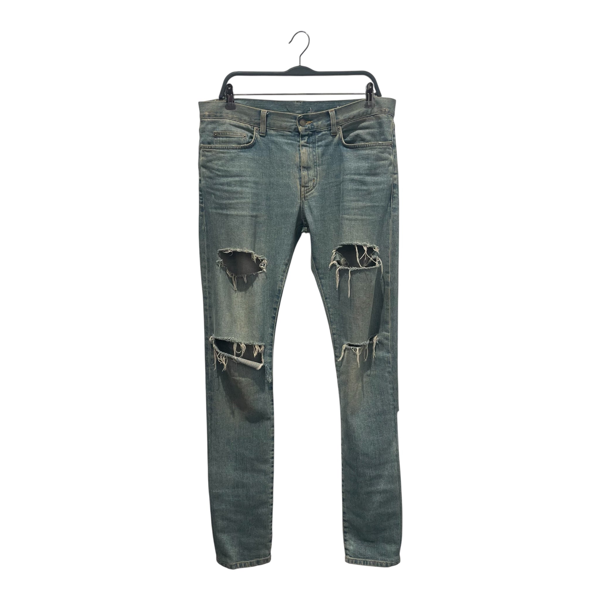 SAINT LAURENT/Skinny Pants/33/Denim/BLU/2014 crash back holes view 1