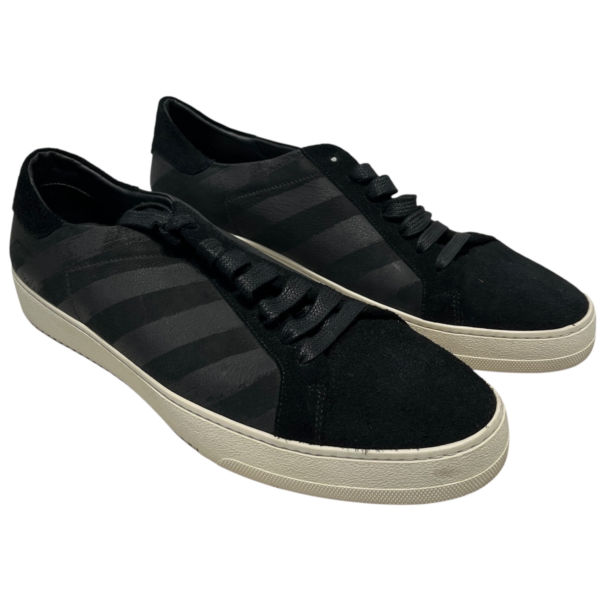 OFF-WHITE/Low-Sneakers/US 12/Stripe/Suede/BLK/ALL BLACK BRUSHED DIAGONAL view 1