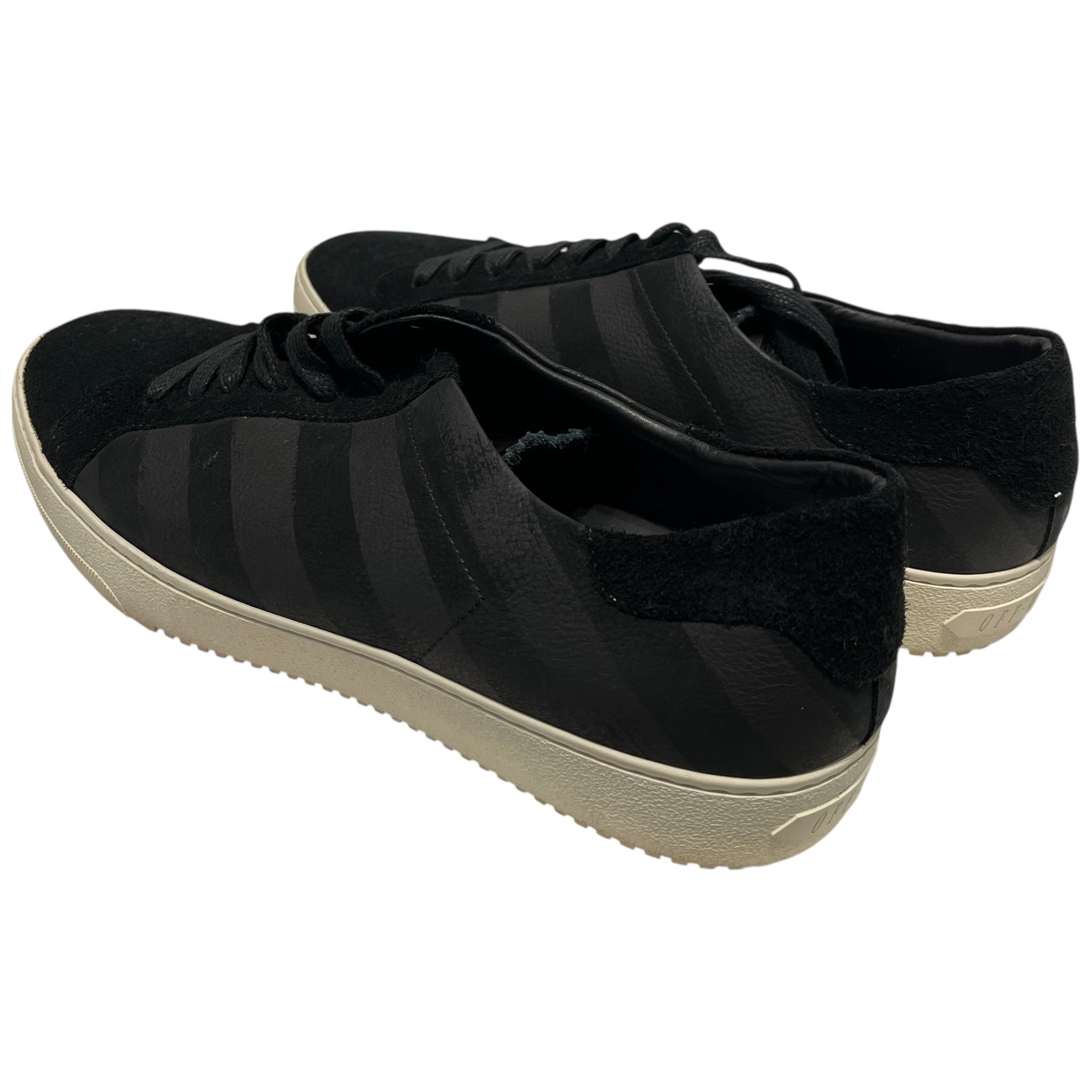 OFF-WHITE/Low-Sneakers/US 12/Stripe/Suede/BLK/ALL BLACK BRUSHED DIAGONAL view 2