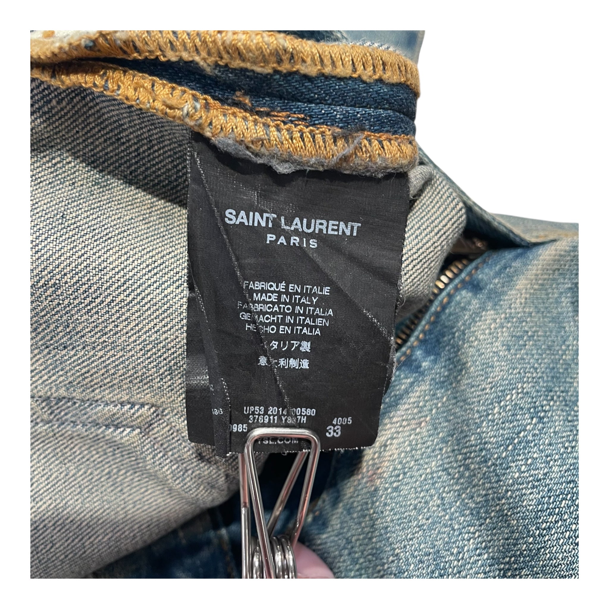 SAINT LAURENT/Skinny Pants/33/Denim/BLU/2014 crash back holes view 4