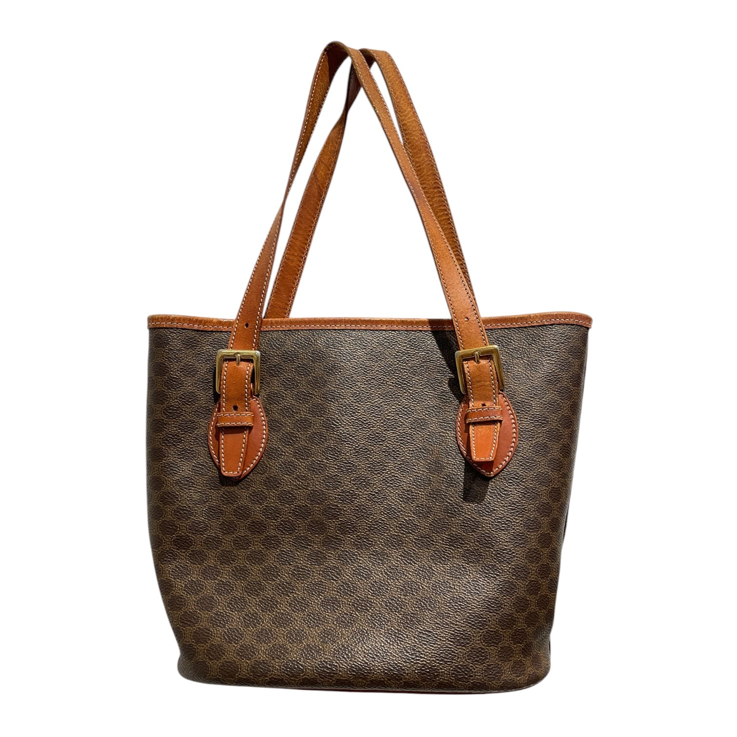 CELINE/Tote Bag/All Over Print/Leather/BRW/bucket tote view 1