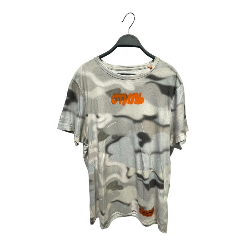HERON PRESTON/T-Shirt/M/Cotton/GRY/CYRILLIC PRINT