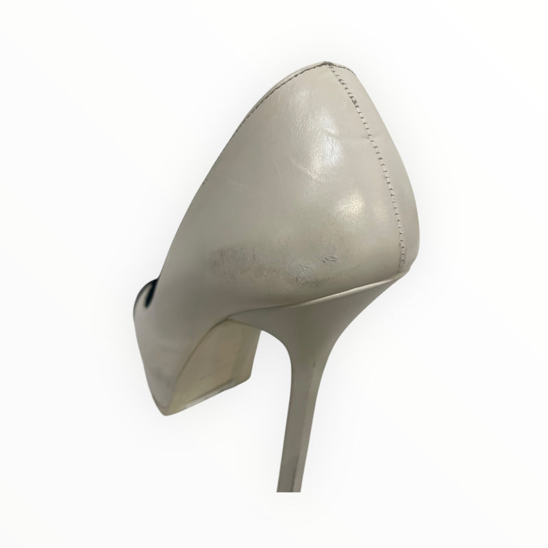 YVES SAINT LAURENT/Heels/US 7/Leather/WHT/