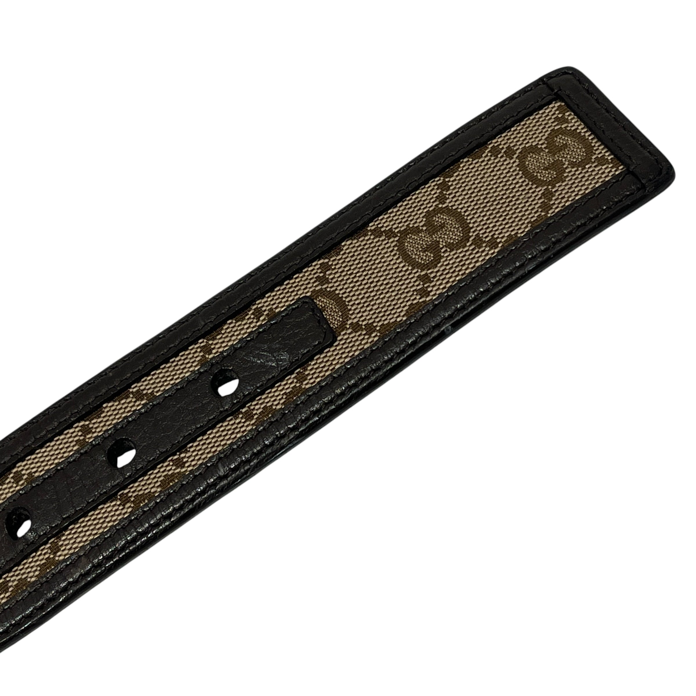 GUCCI/Belt/Monogram/Leather/BRW/M's/GG canvas /rectangle buckle view 10