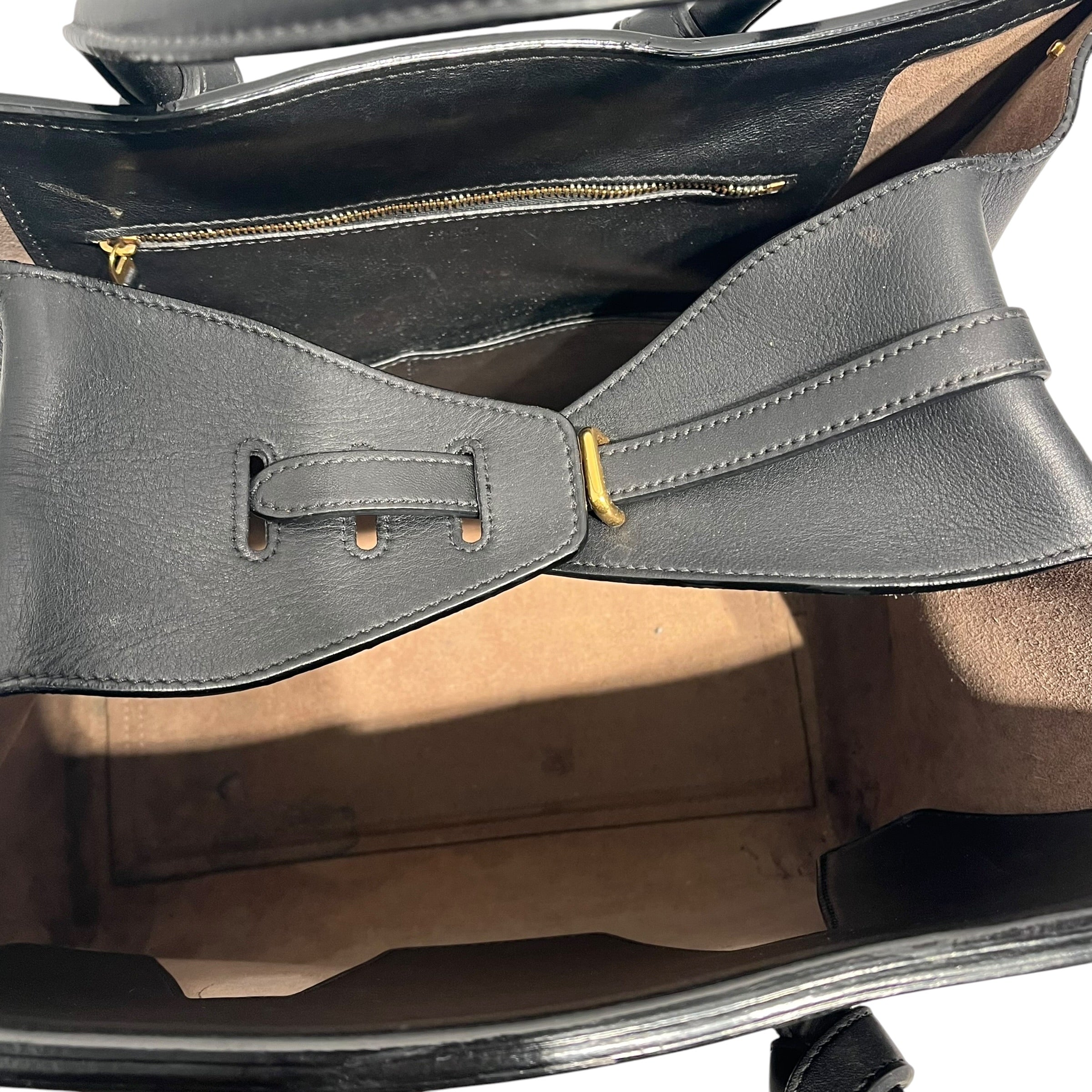 CELINE/Hand Bag/Leather/BLK/Tie Handle view 3