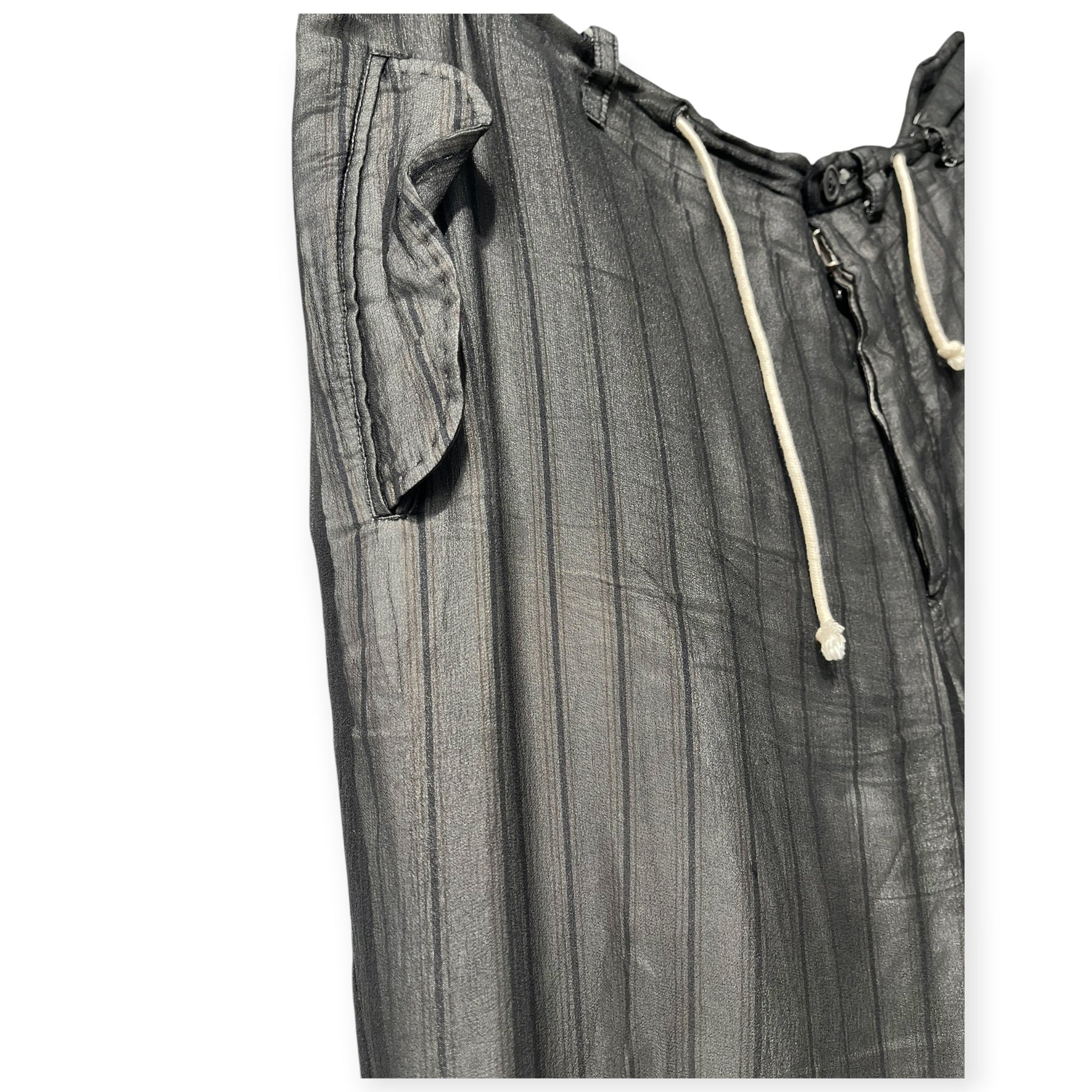 Maison Margiela/Pants/44/BLK/Stripe/STRIPED SILK DRAWSTRING PANTS view 3