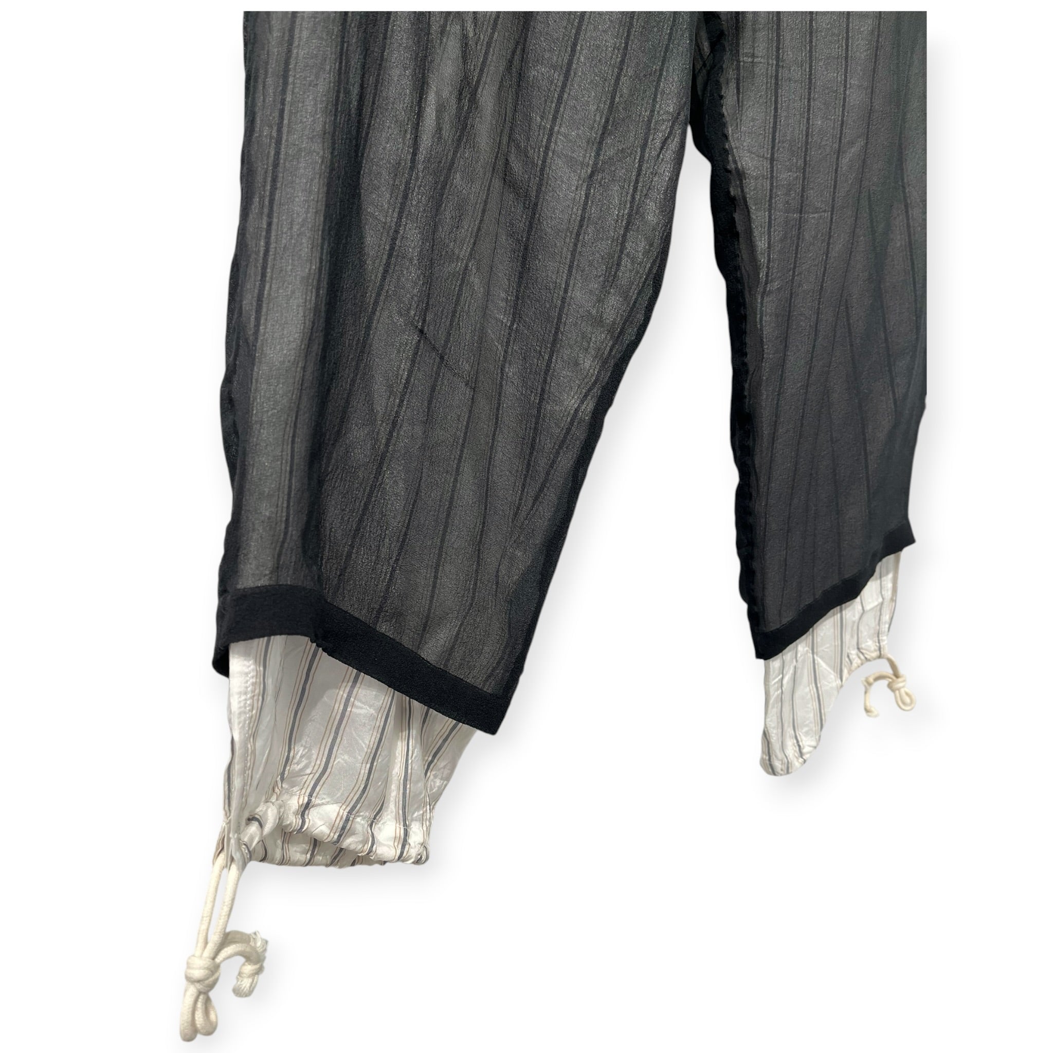 Maison Margiela/Pants/44/BLK/Stripe/STRIPED SILK DRAWSTRING PANTS view 4