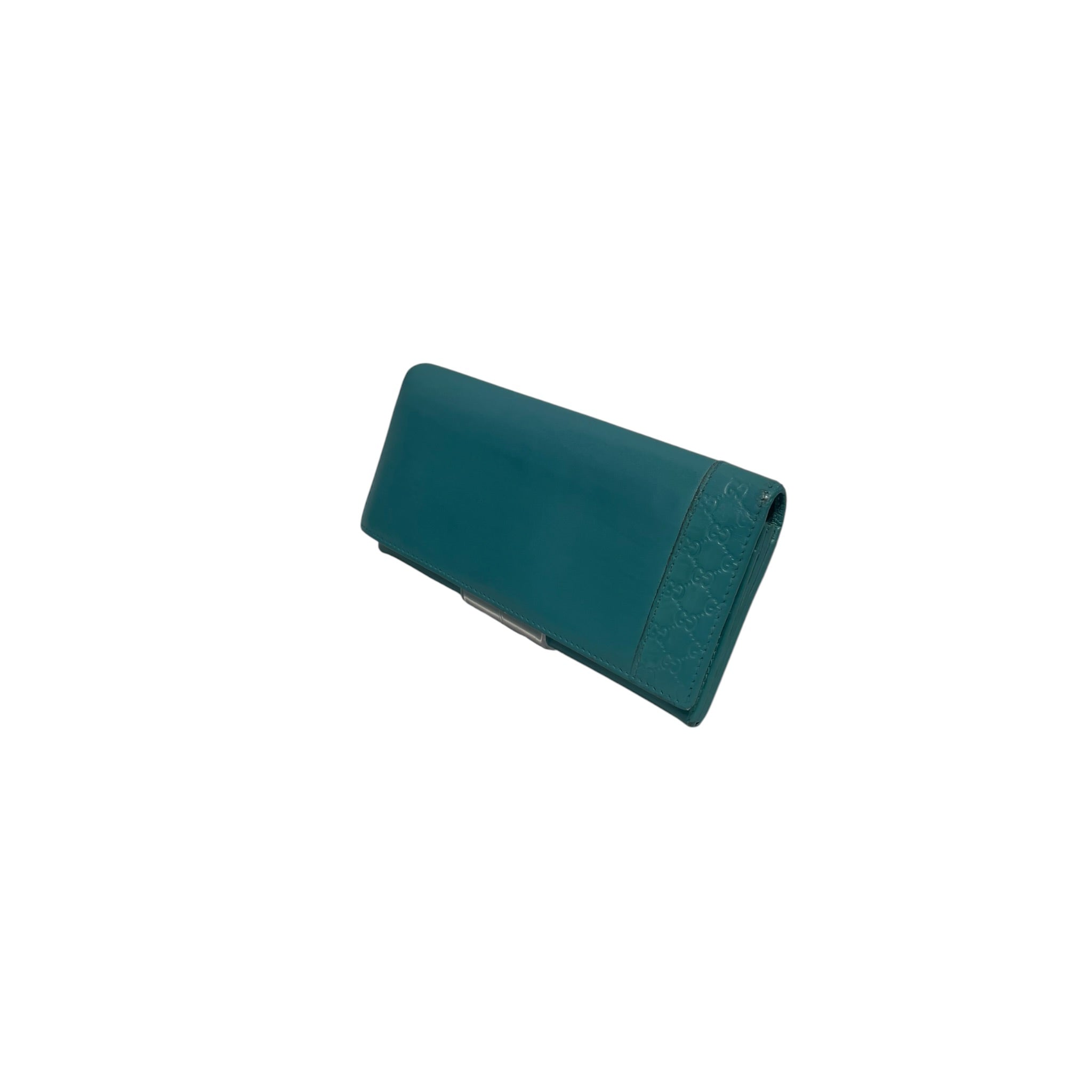 GUCCI/Bifold Wallet/Leather/BLU/MICROGUCCISSIMA TEAL BIFOLD view 1