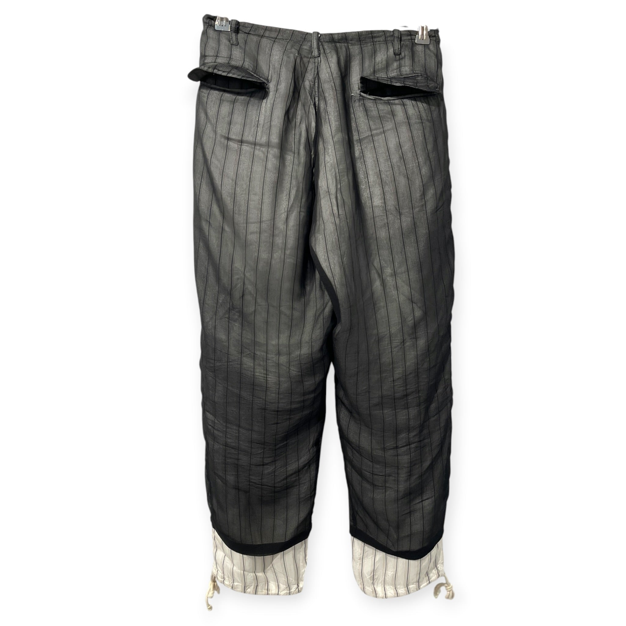 Maison Margiela/Pants/44/BLK/Stripe/STRIPED SILK DRAWSTRING PANTS view 2