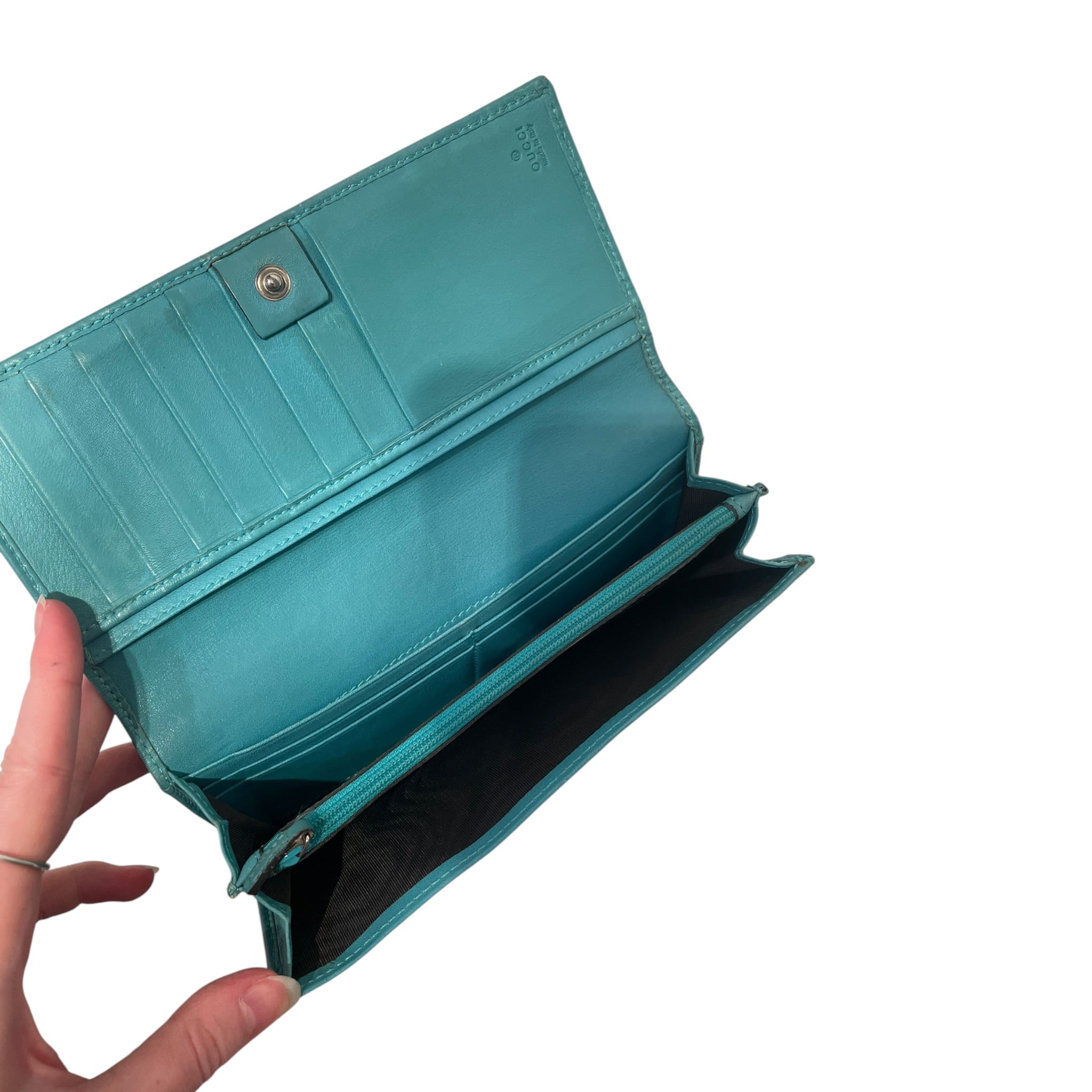 GUCCI/Bifold Wallet/Leather/BLU/MICROGUCCISSIMA TEAL BIFOLD view 4